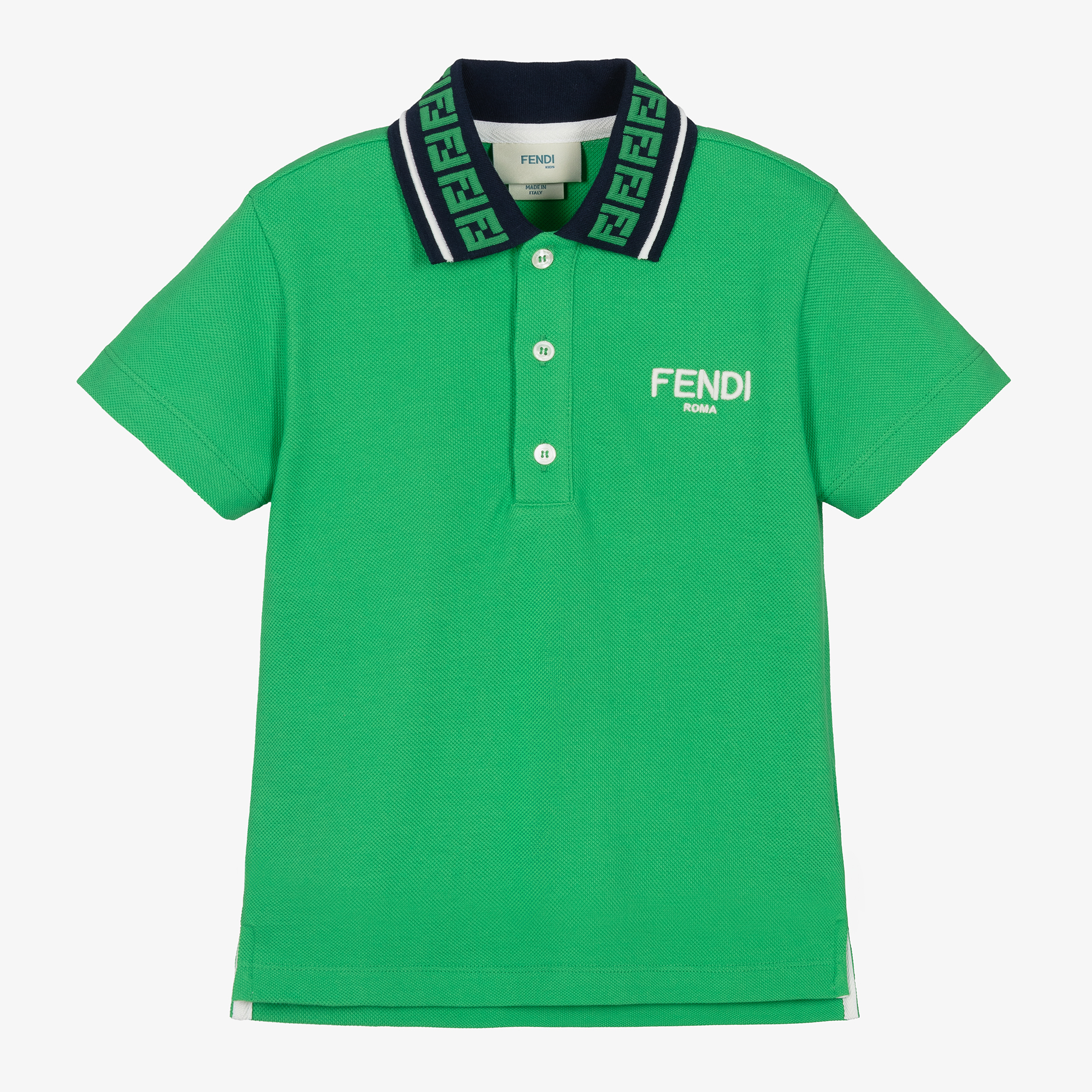 Polo Shirt Fendi Roma T Shirts Fendi Boys Green Cotton Polo Shirt