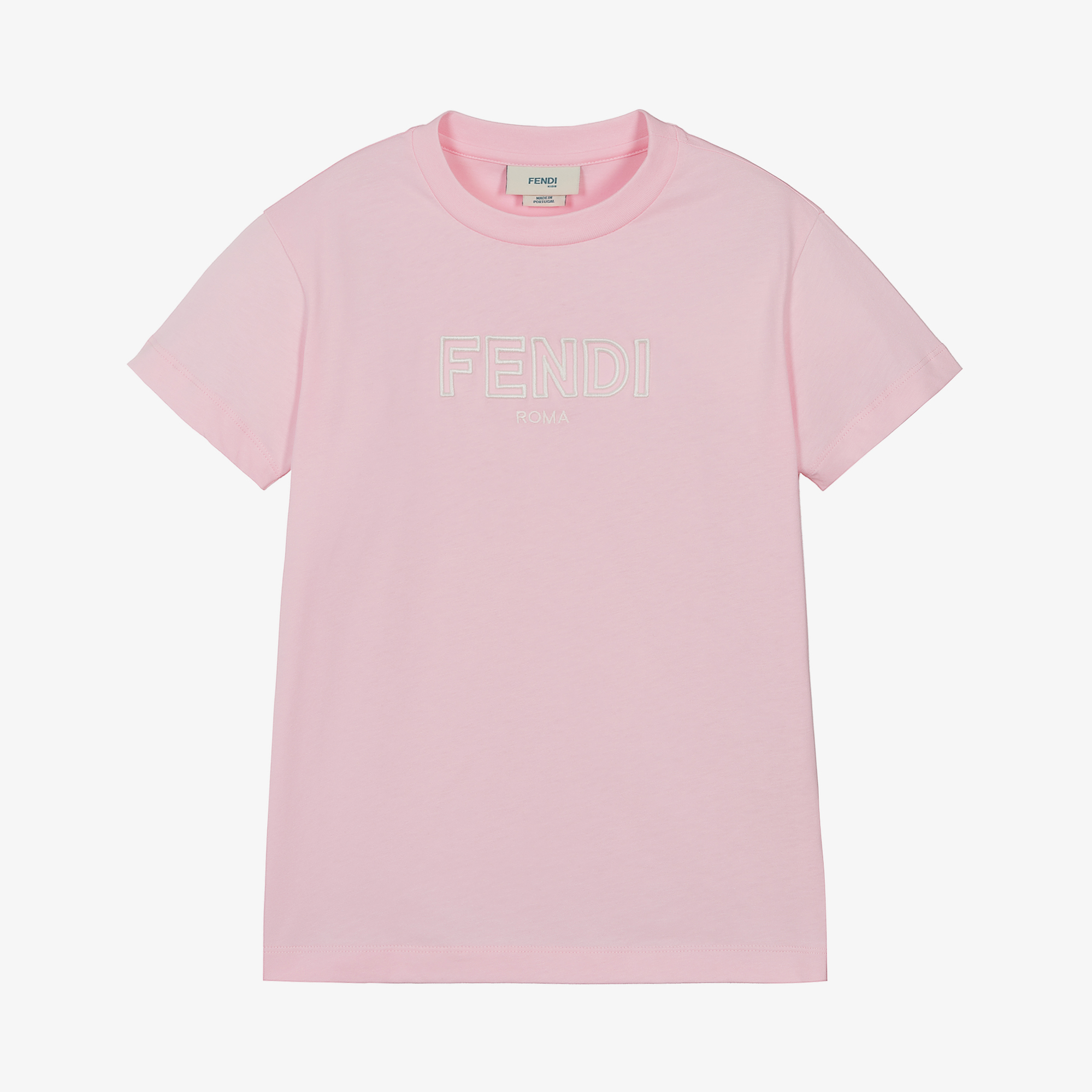 Fendi - Pink Embroidered Cotton T-Shirt | Childrensalon Fendi - Pink Embroidered Cotton T-Shirt | Childrensalon