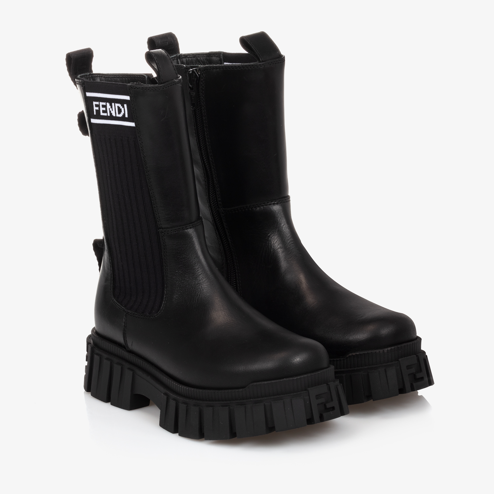Fendi - Teen Girls Black Biker Boots | Childrensalon