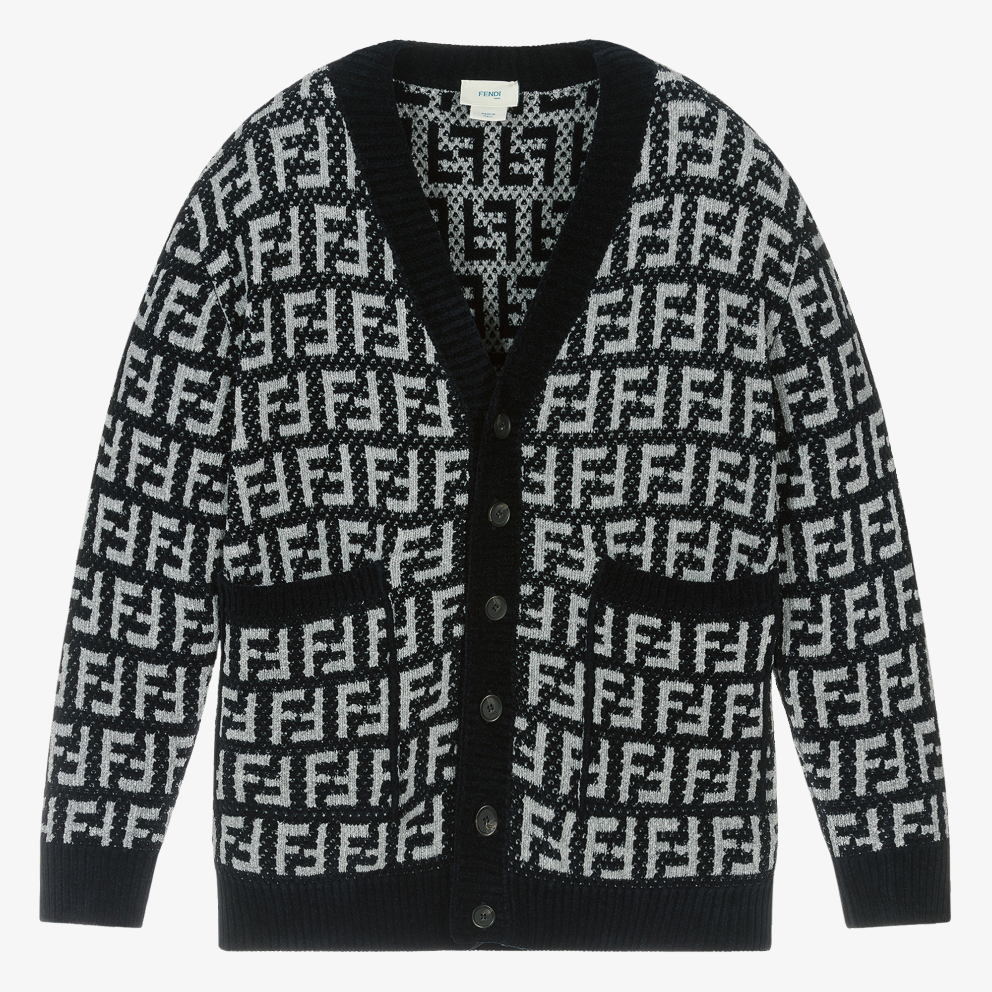 【FENDI】シルク100%　FFロゴ　カーディガン Fendi Kids Fendi Kids Knitted FF Logo Cardigan in Beige