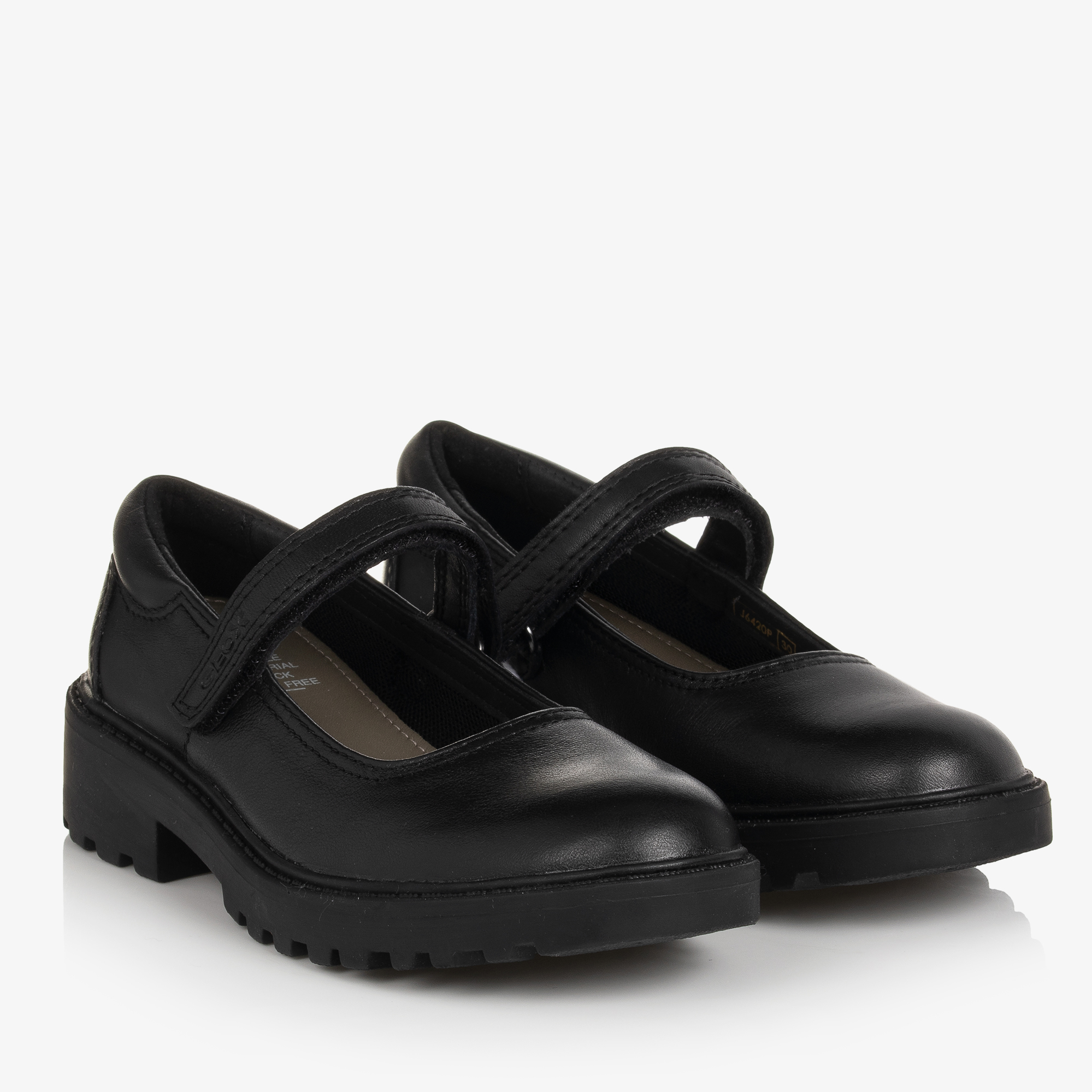 Geox Girls Black Leather Velcro Shoes Childrensalon
