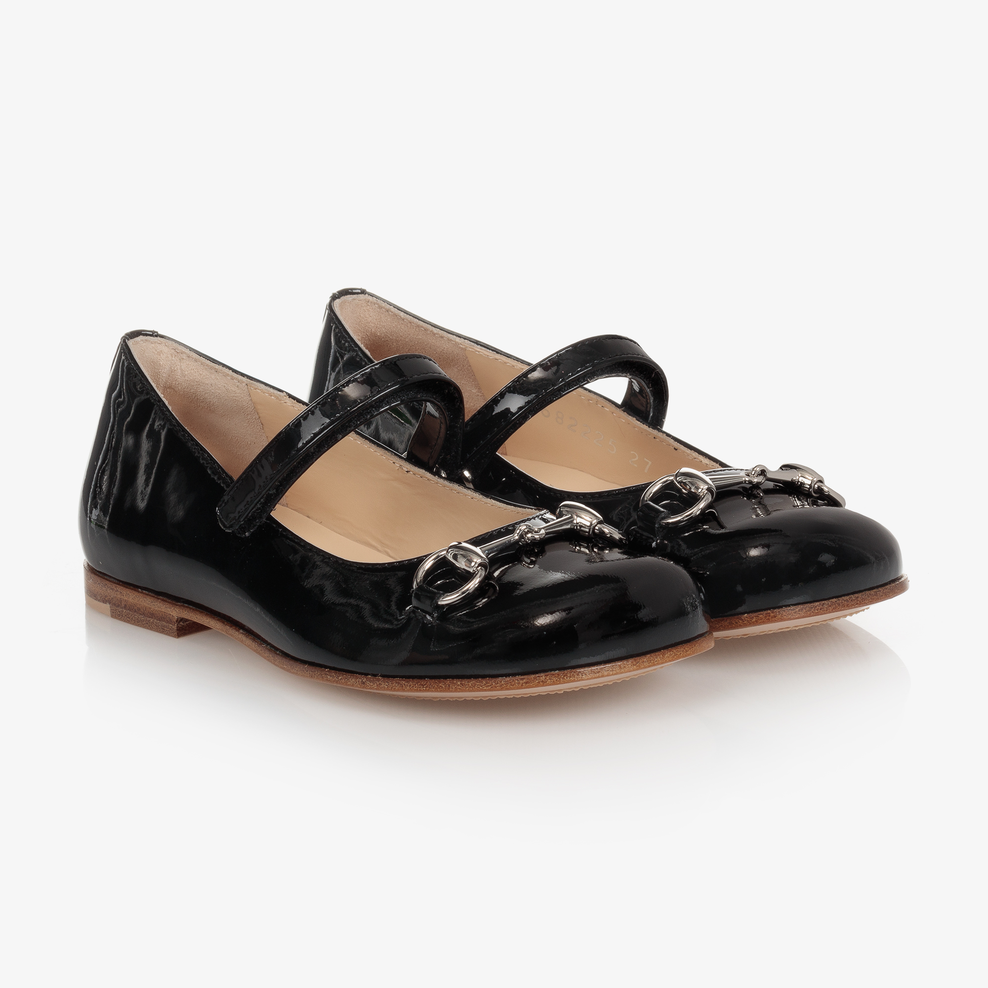Gucci - Girls Black Patent Leather Ballerina Shoes