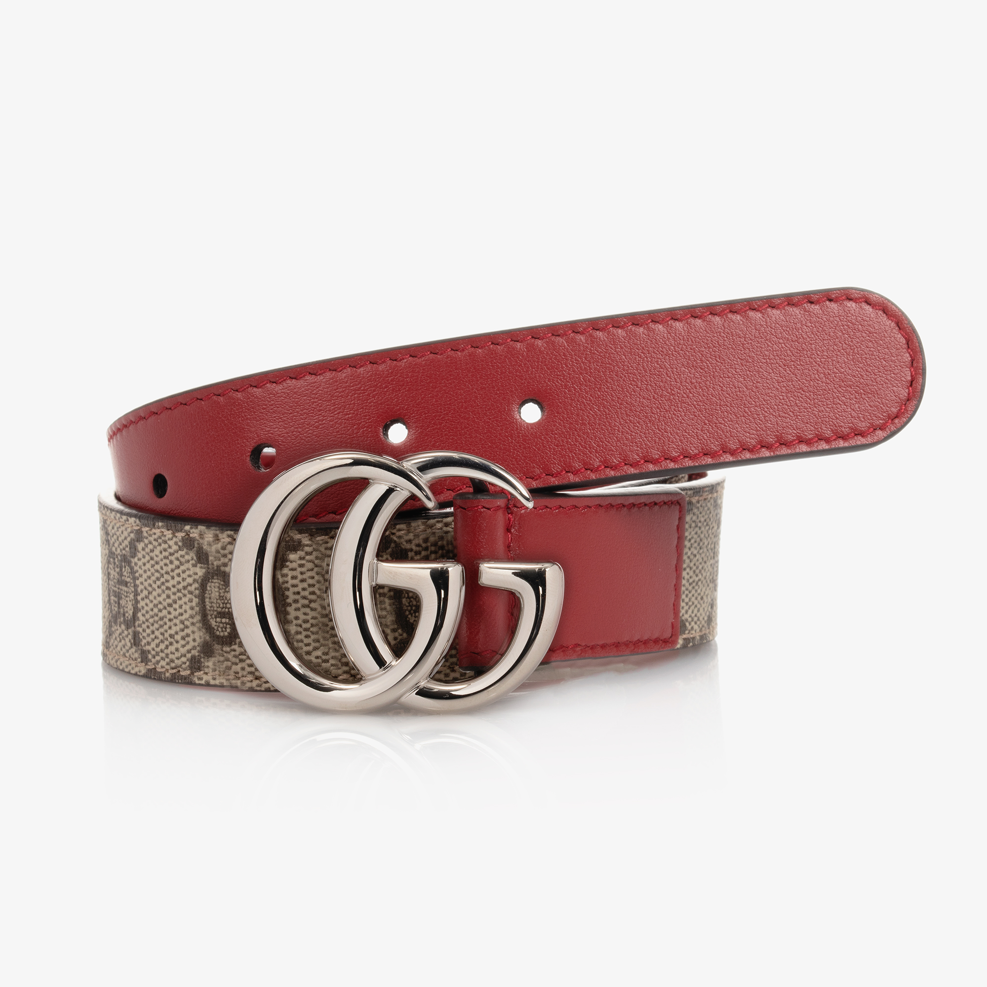 Gucci Red Leather Belt size 95 Gucci Red GG Monogram Canvas Belt Size 95 cm main image 3