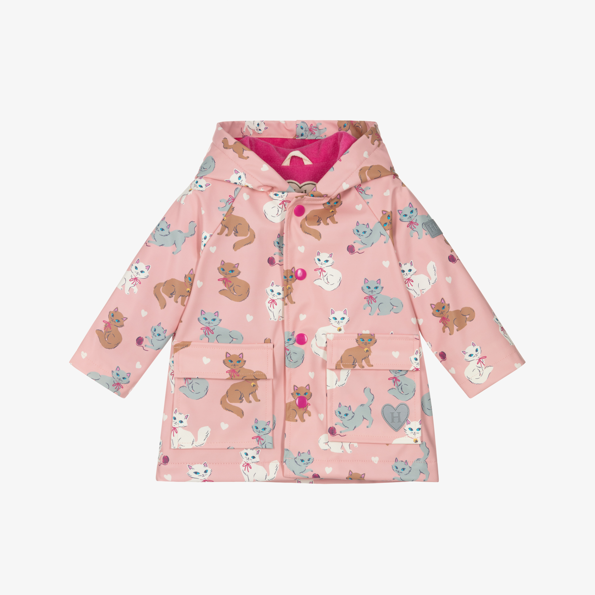 Hatley Girls Pale Pink Kitten Raincoat with Hood