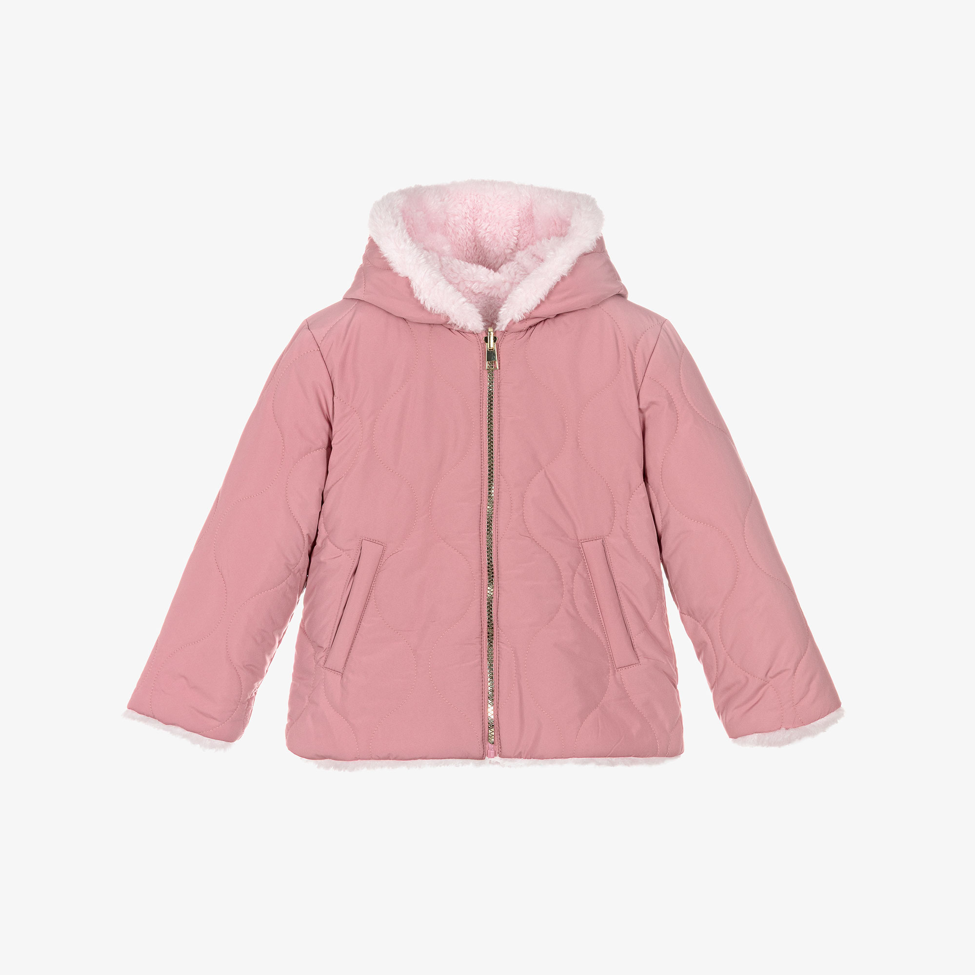 iDO Baby - Girls Pink Reversible Hooded Jacket | Childrensalon