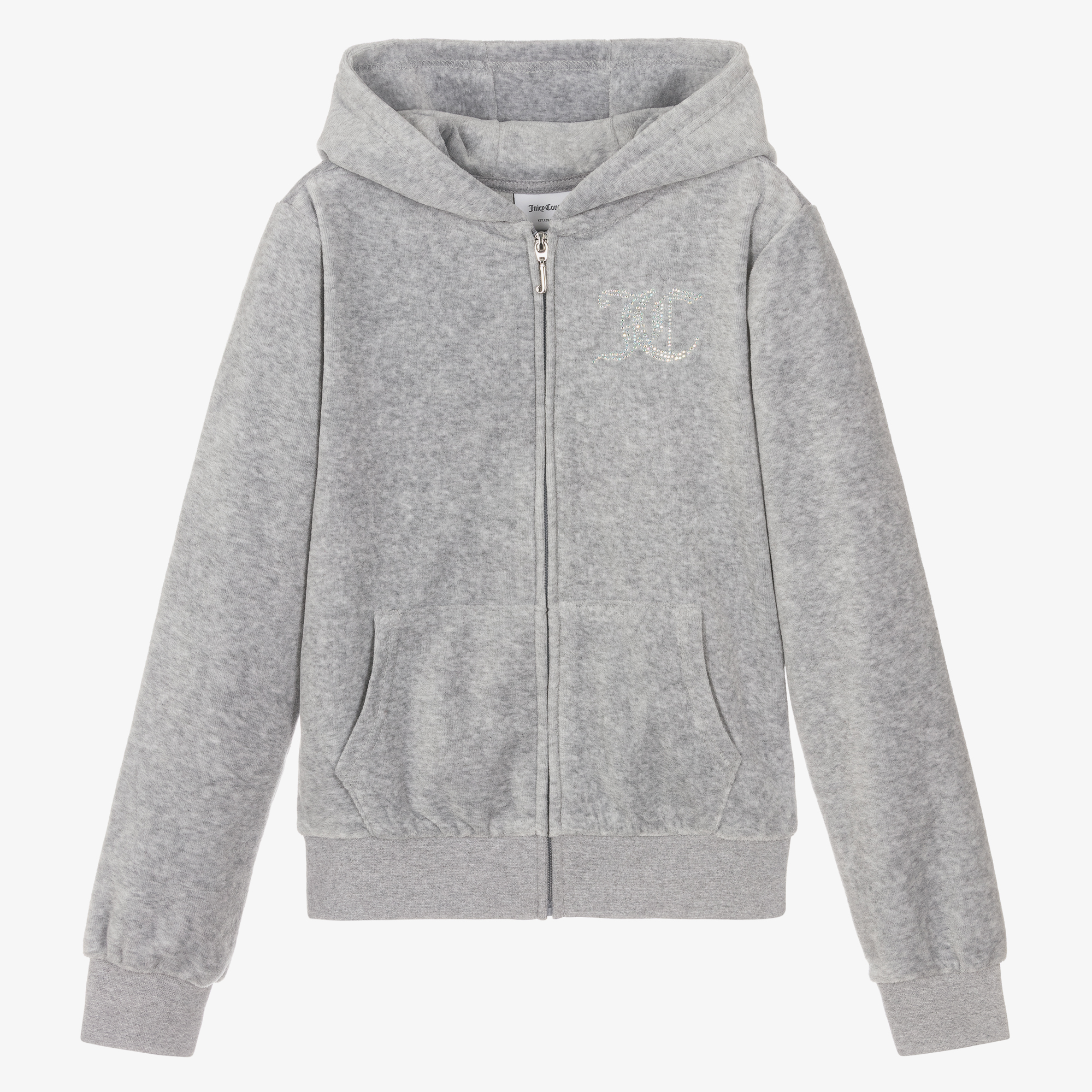 Juicy Couture - Teen Girls Grey Velour Diamanté Zip-Up Hoodie |  Childrensalon