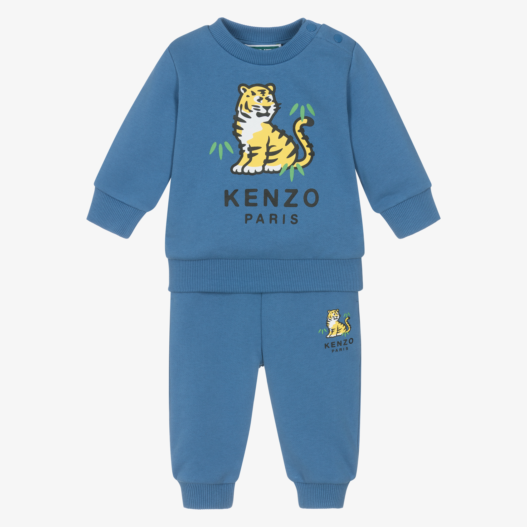 KENZO KIDS Blue Cotton Jersey Kotora Tiger Tracksuit Childrensalon