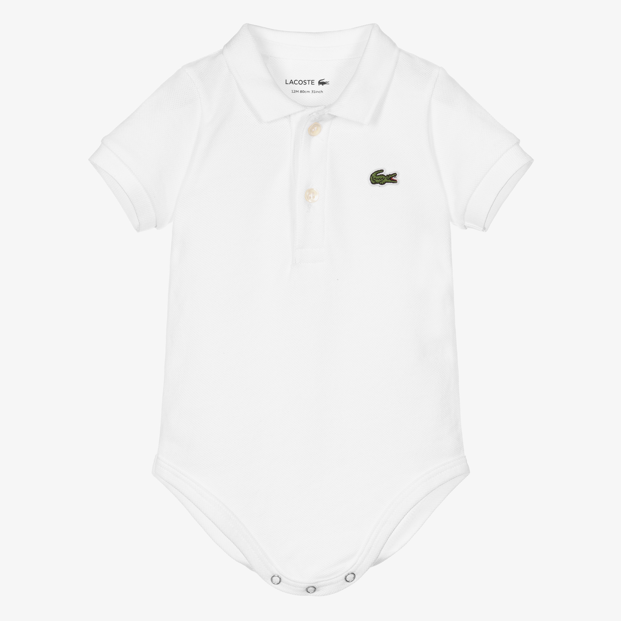 Lacoste White Organic Cotton Polo Bodysuit Childrensalon