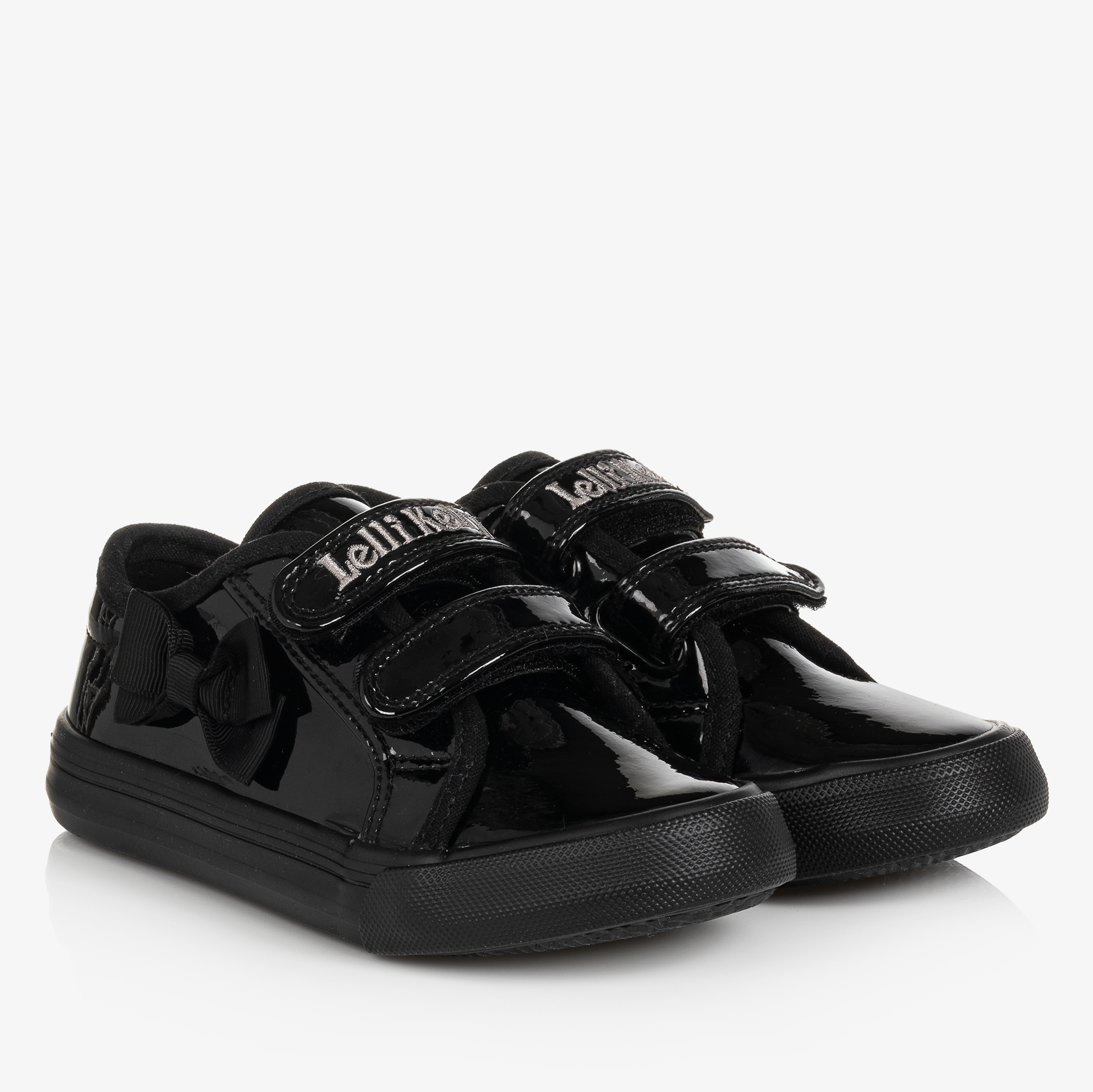 Lelli Kelly Girls Black Patent Velcro Trainers