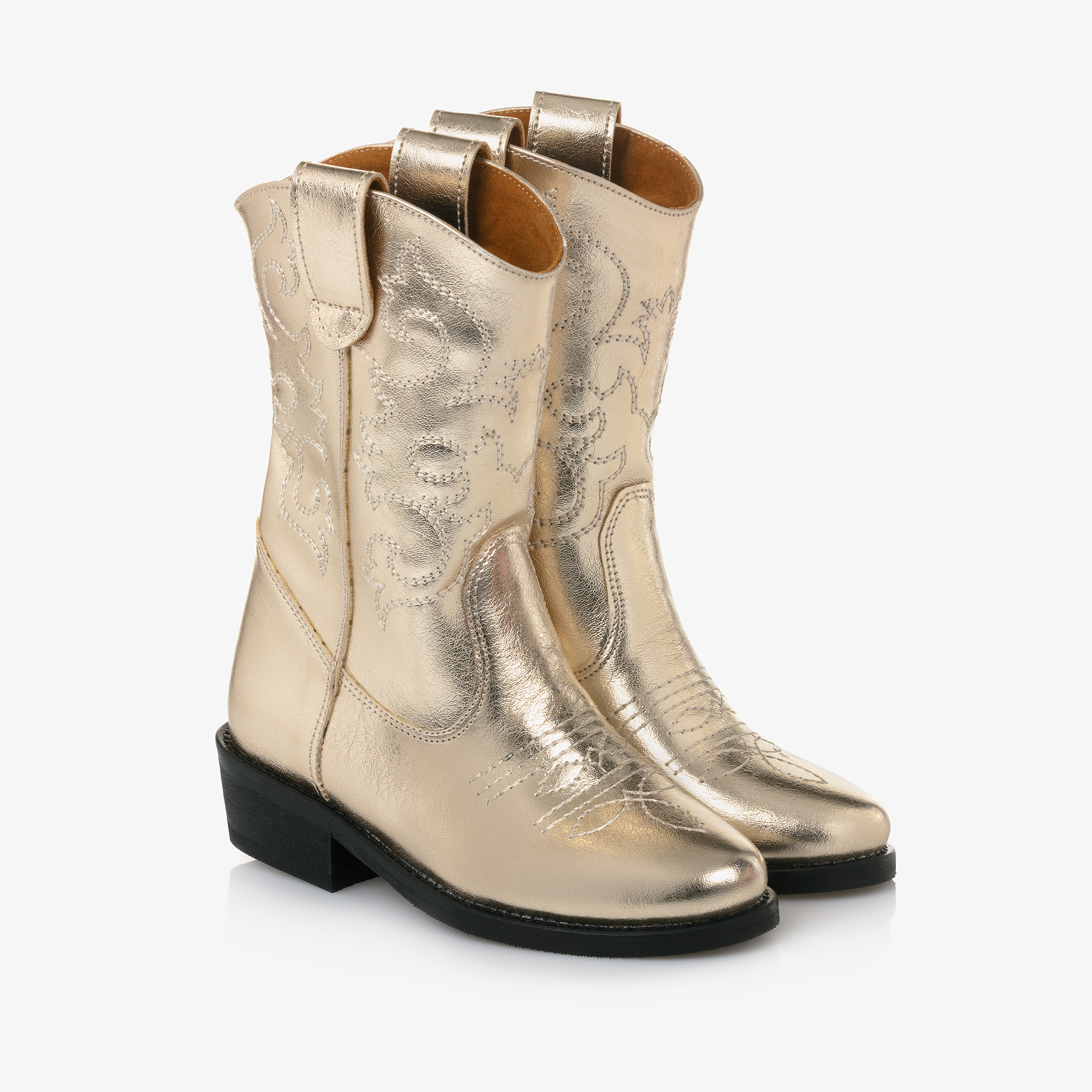Mama Luma Girls Gold Cowboy Boots