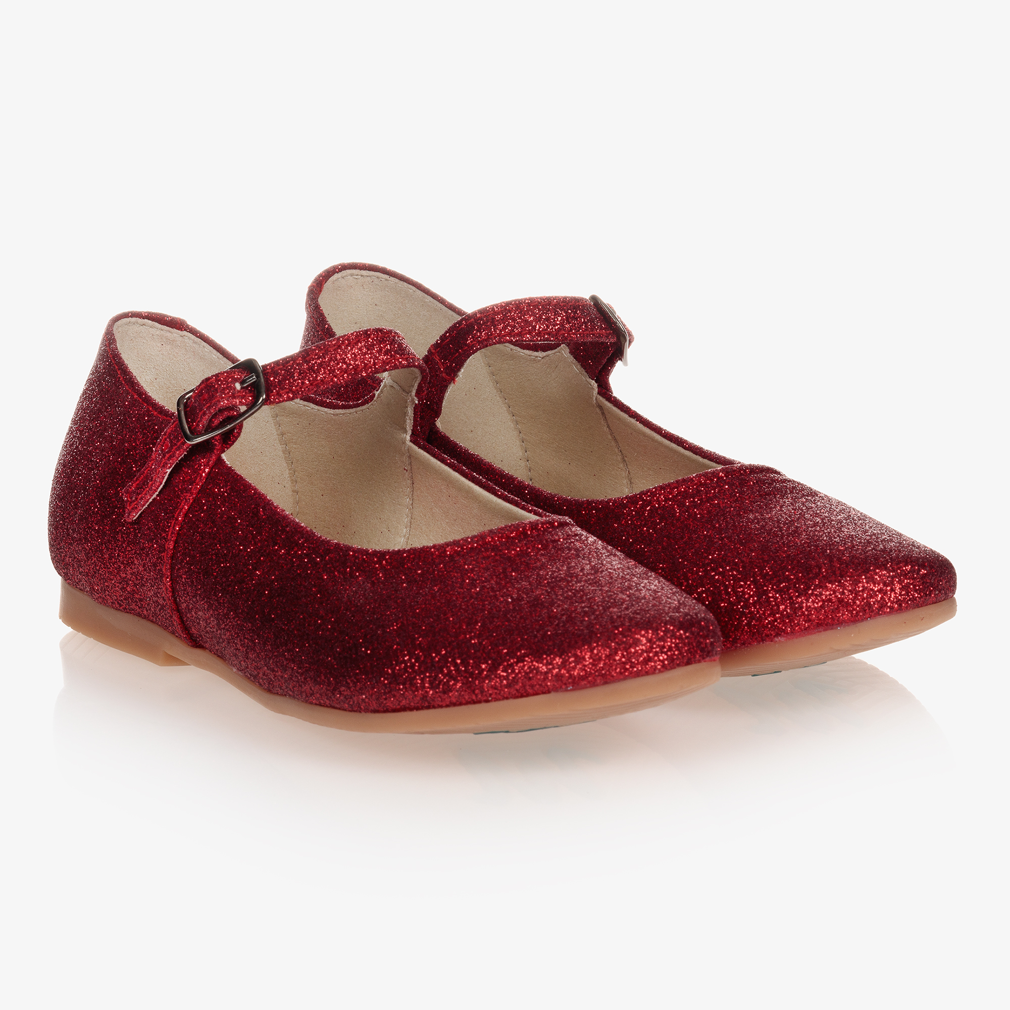 Manuela de Juan Red Glitter Leather Pumps - Main Image