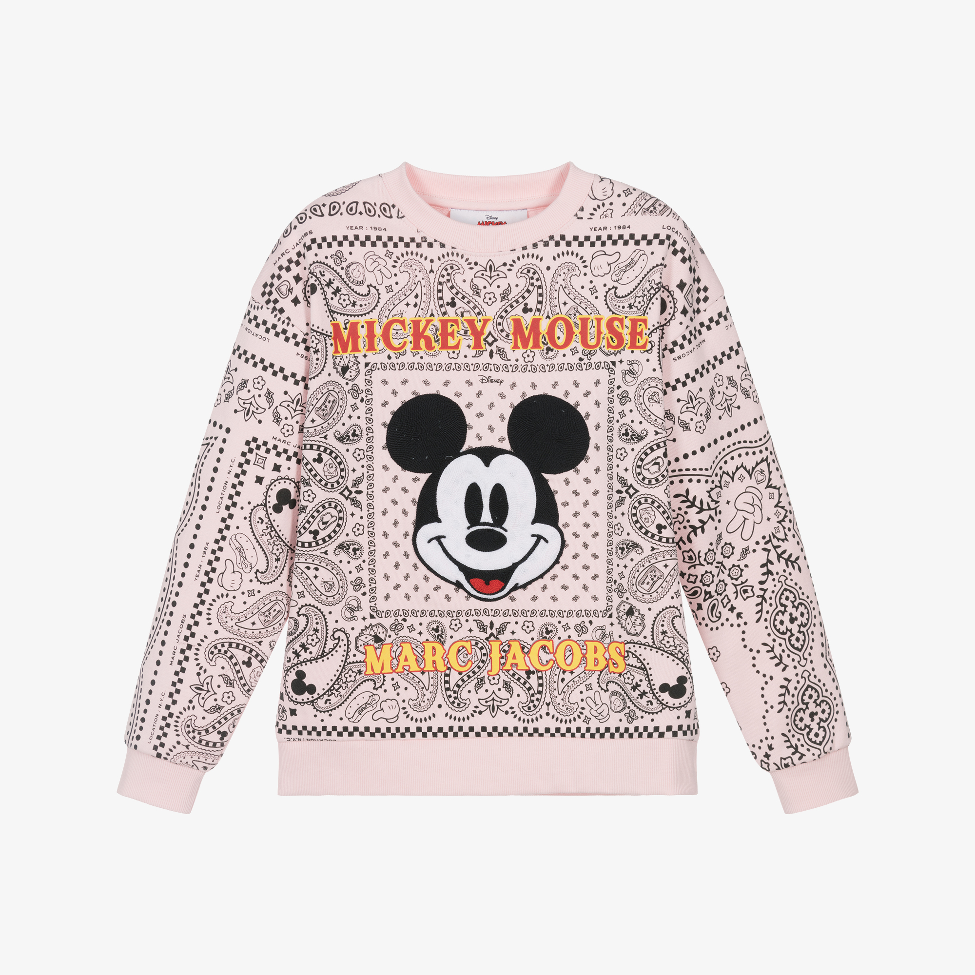 MARC JACOBS - Girls Pink Cotton Mickey Mouse Bandana Sweatshirt