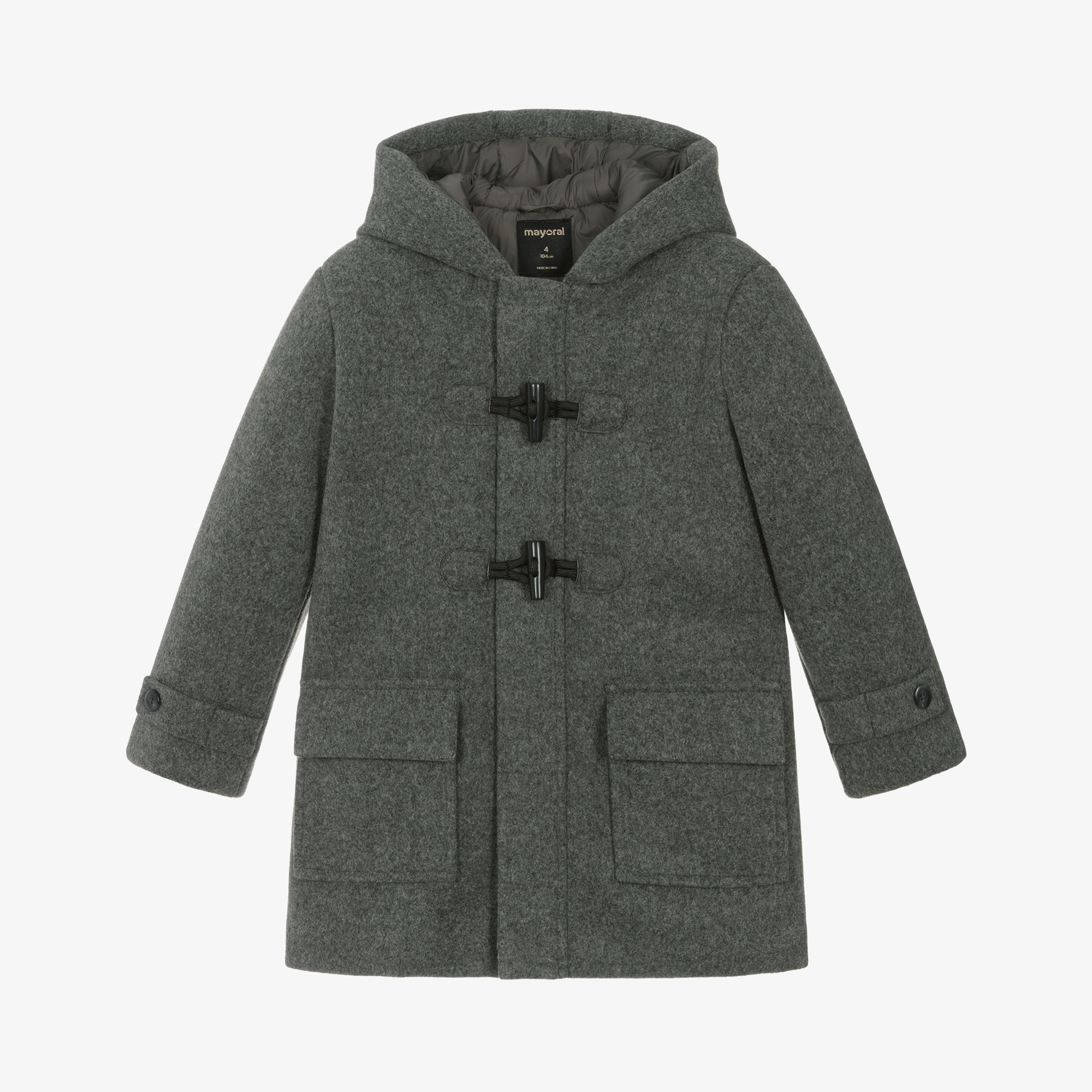 Mayoral Boys Dark Grey Marl Duffle Coat Childrensalon