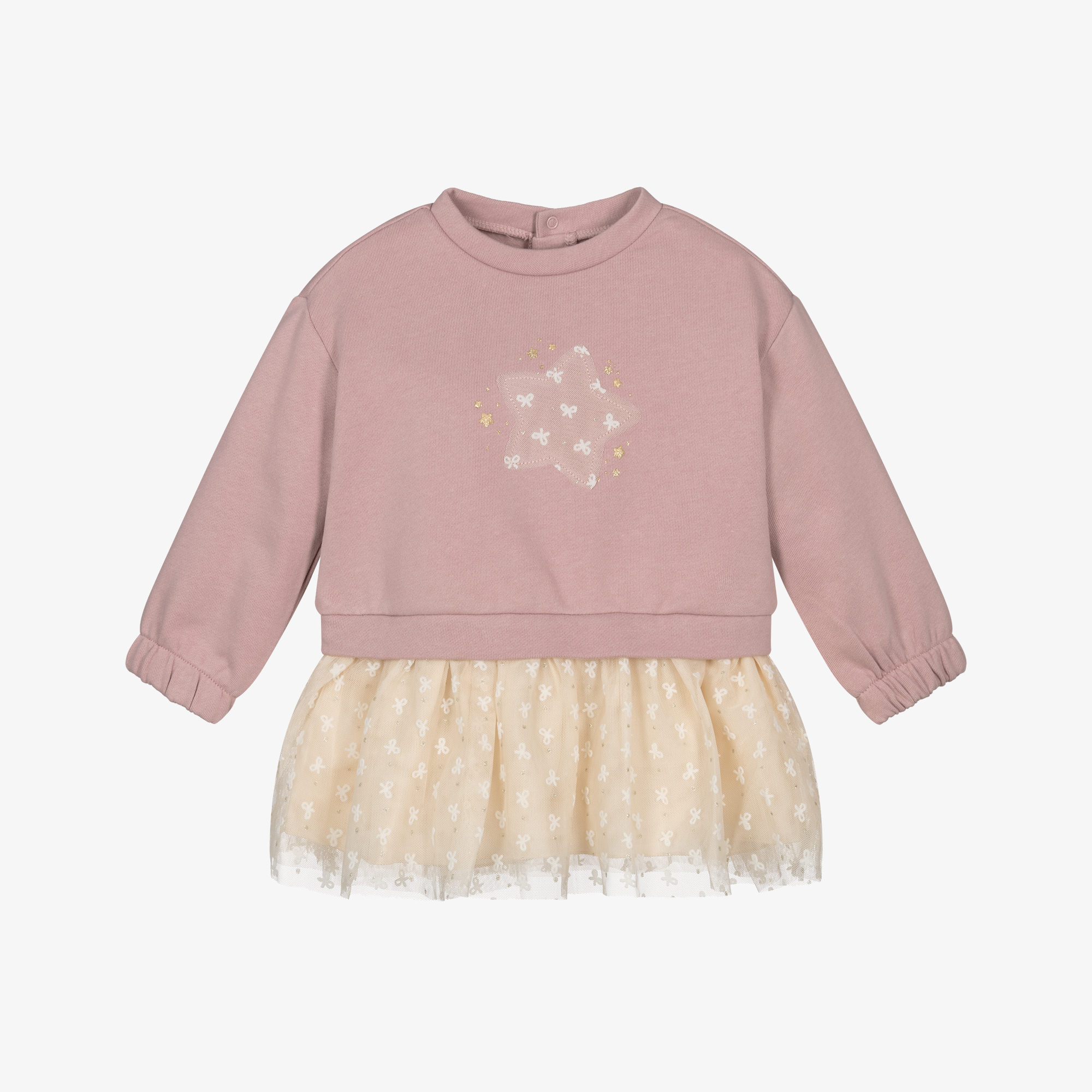 Mayoral - Girls Pink Jersey & Ivory Tulle Dress | Childrensalon
