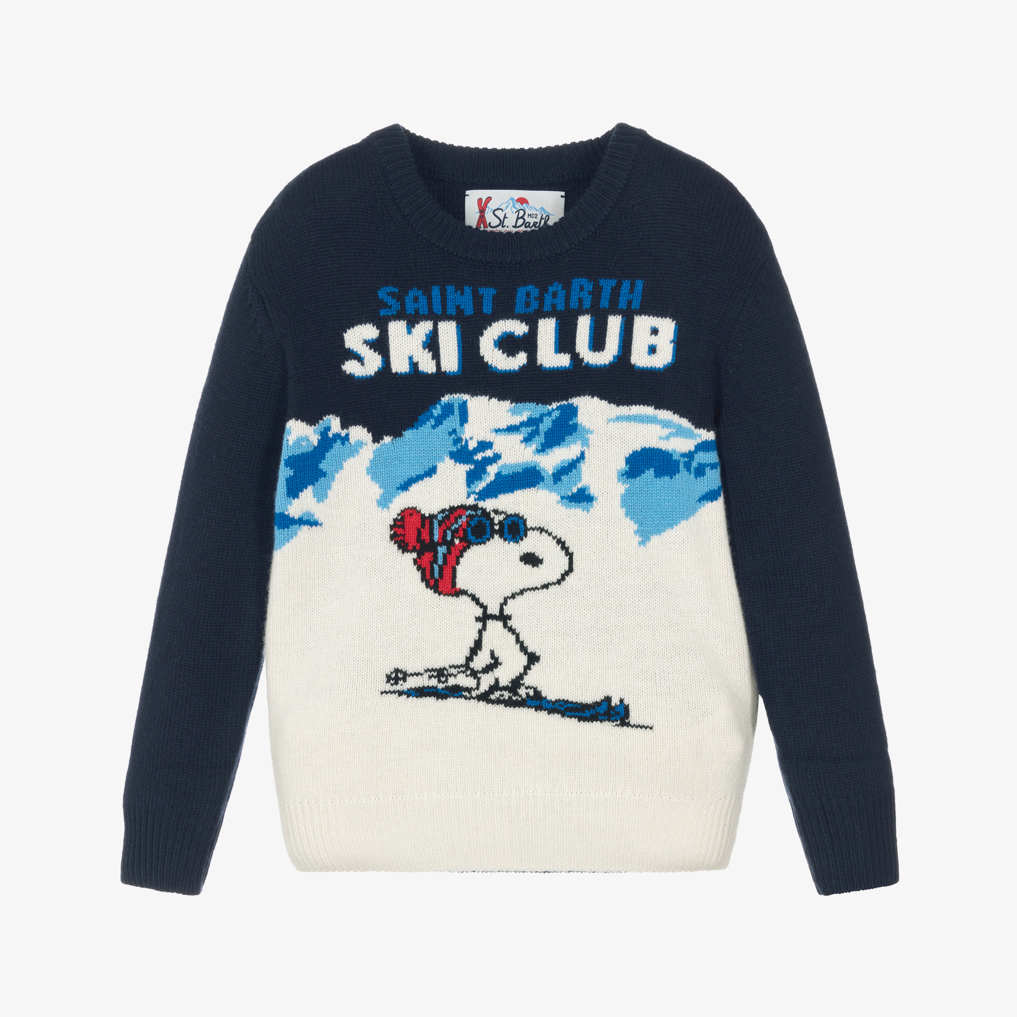 MC2 Saint Barth - Navy Blue & Ivory Knitted Ski Club Snoopy