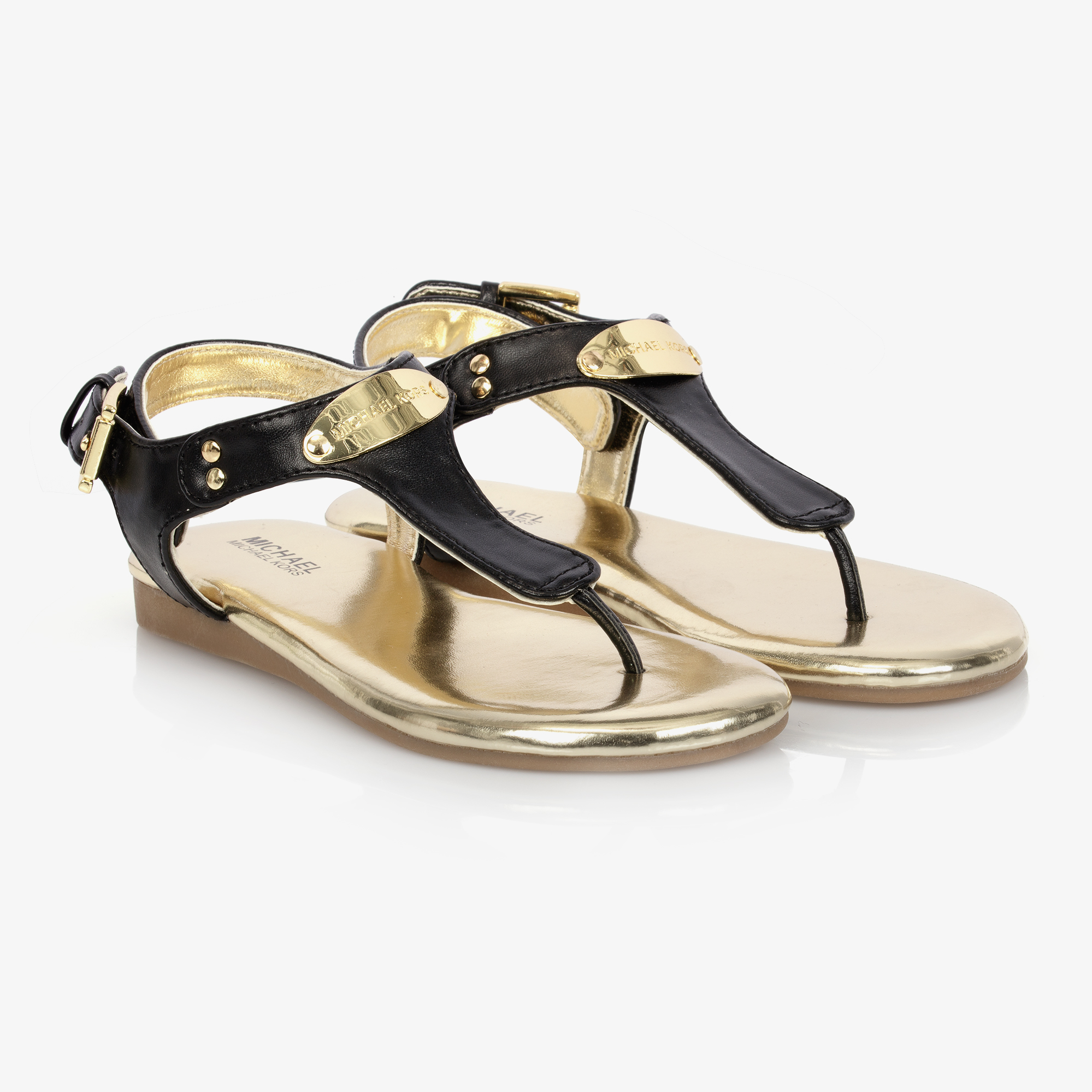 Michael Kors Kids - Girls Black Logo Sandals | Childrensalon