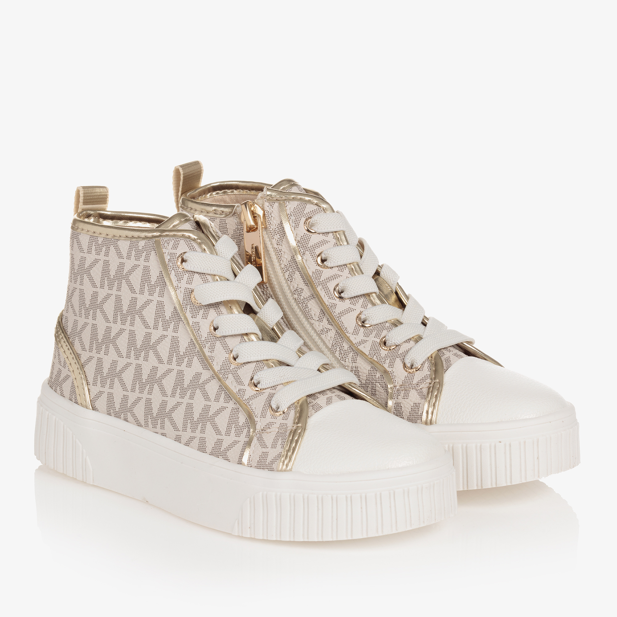 michael kors white and gold trainers