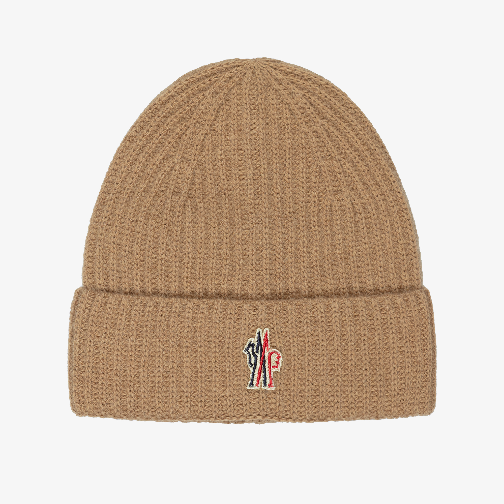 Moncler Enfant - Шапка-бини бежевая из шерстяного трикотажа