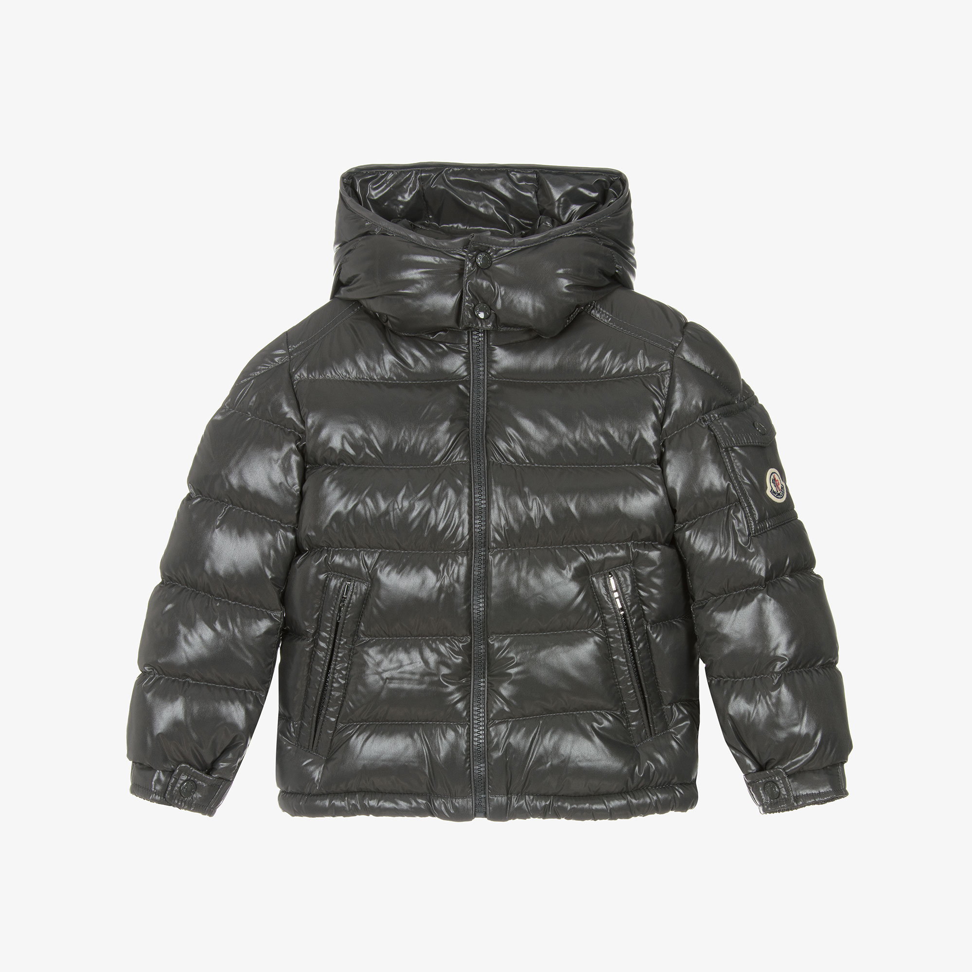 MONCLER グレーラメ　キッズ Dark Gray New Moncler Maya Hooded Down Jacket - Down Jackets