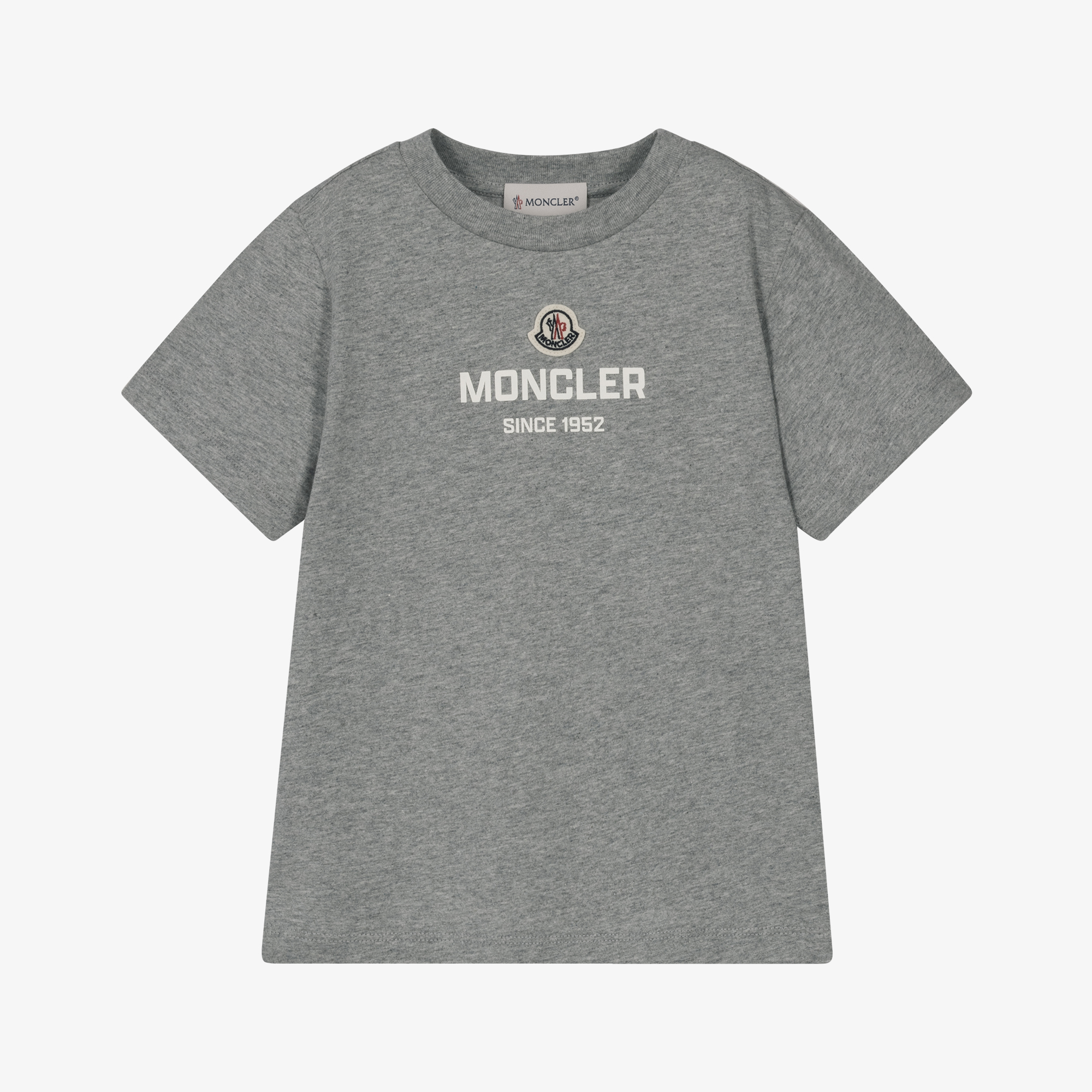 Moncler Enfant - Boys Grey Marl Cotton T-Shirt with Logo
