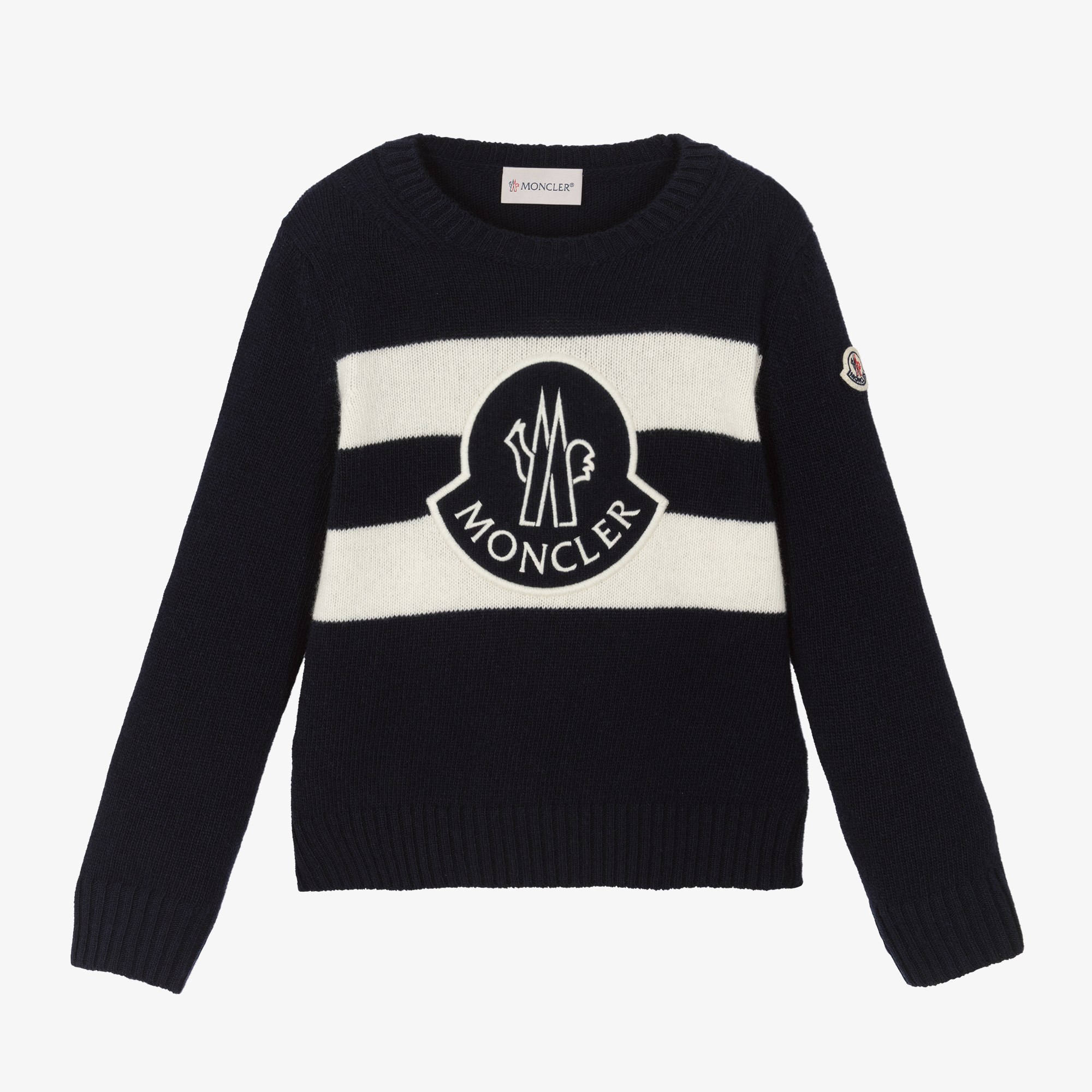 Moncler Enfant - Boys Navy Blue Wool Sweater | Childrensalon