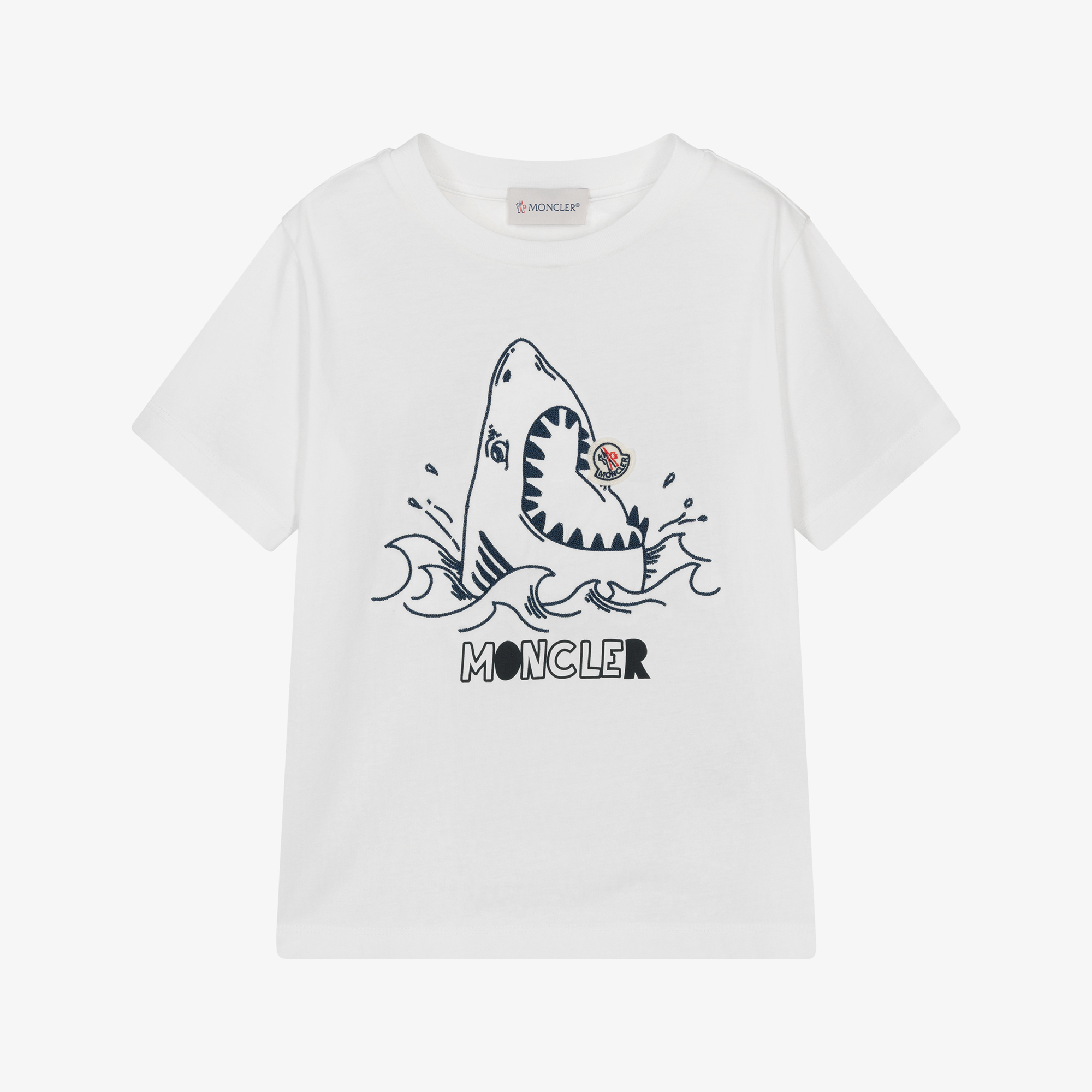 Moncler Enfant - Boys White Cotton Shark T-Shirt | Childrensalon