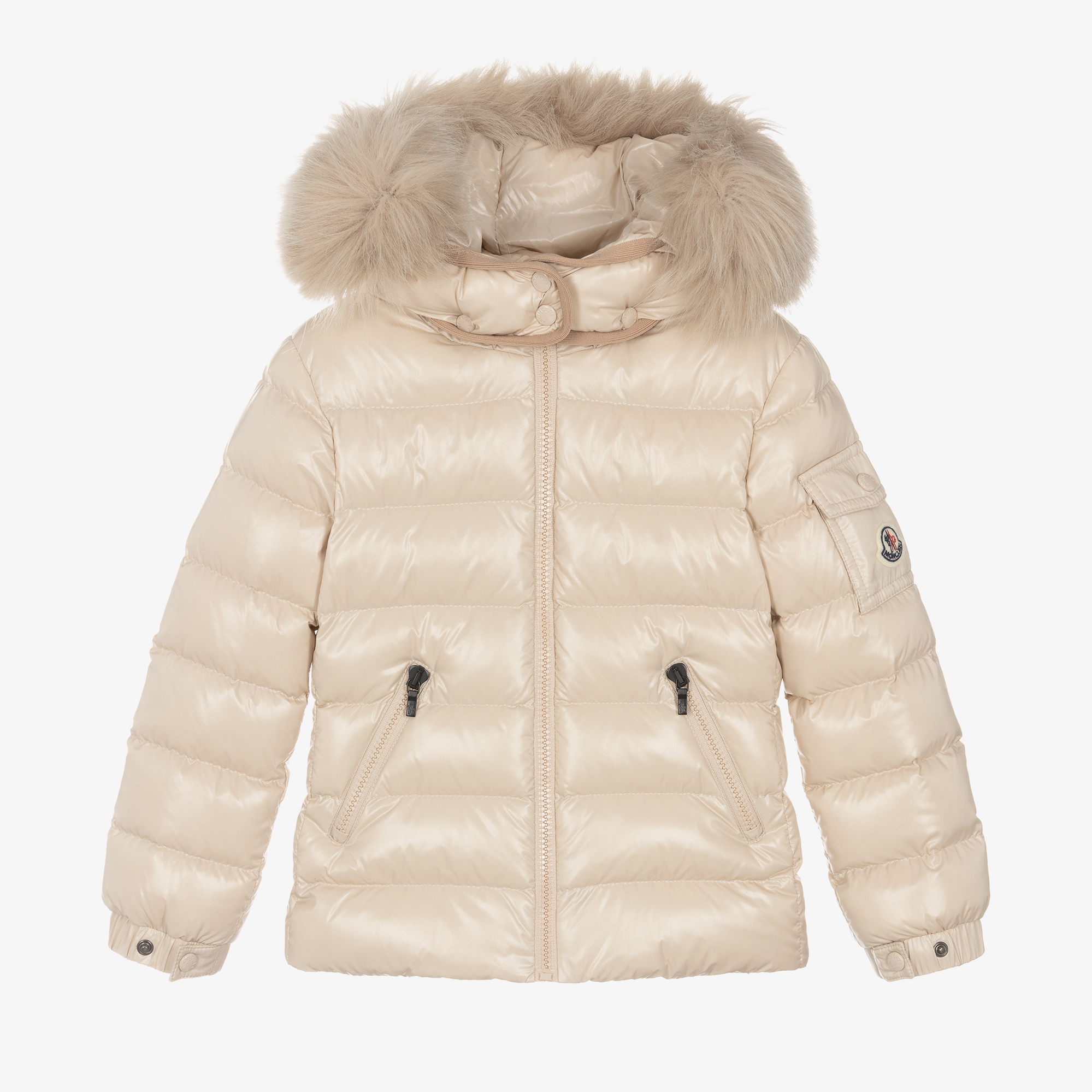 Moncler Enfant - Girls Beige Down Padded Badyf Jacket | Childrensalon