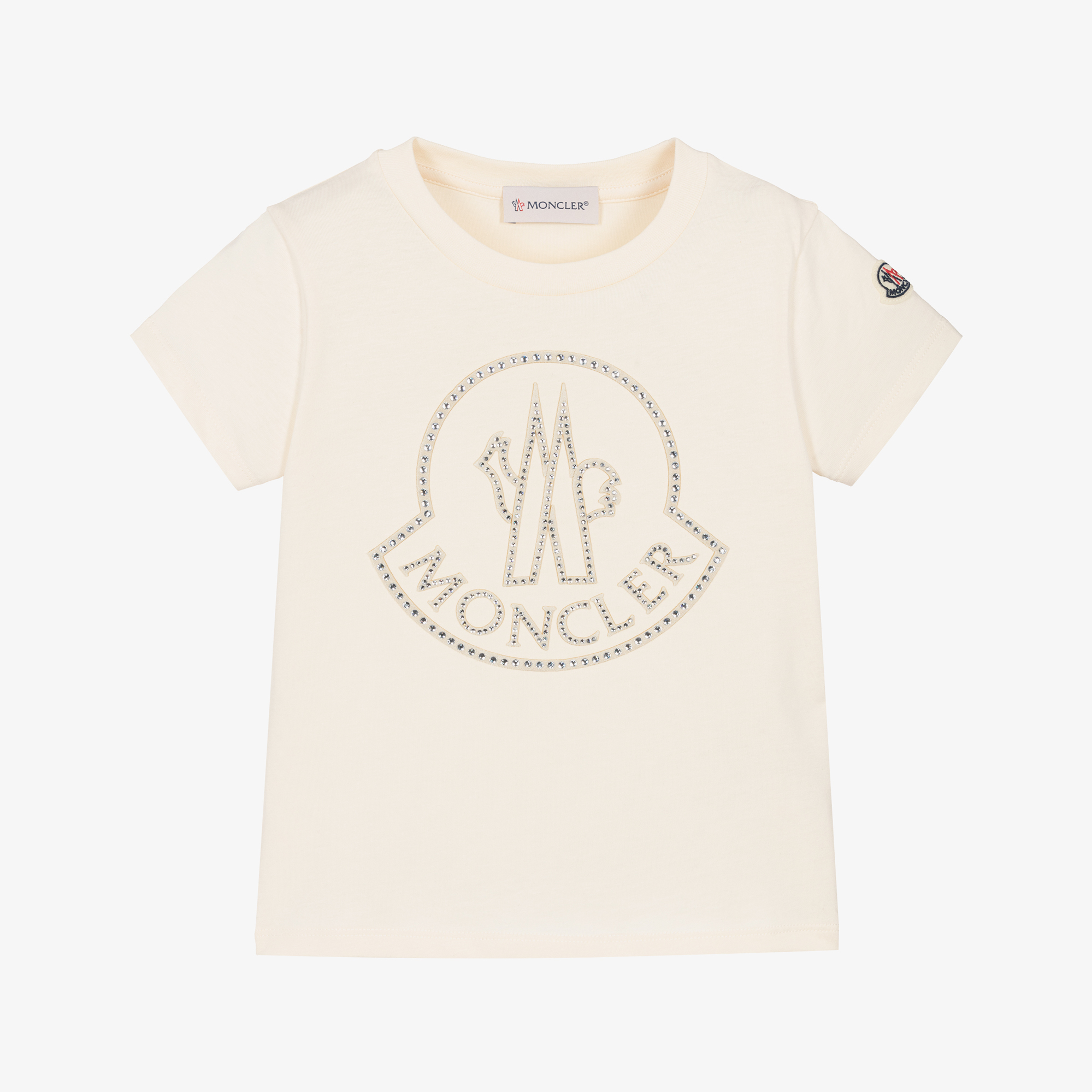 Moncler Enfant - Girls Ivory Rhinestone T-Shirt | Childrensalon