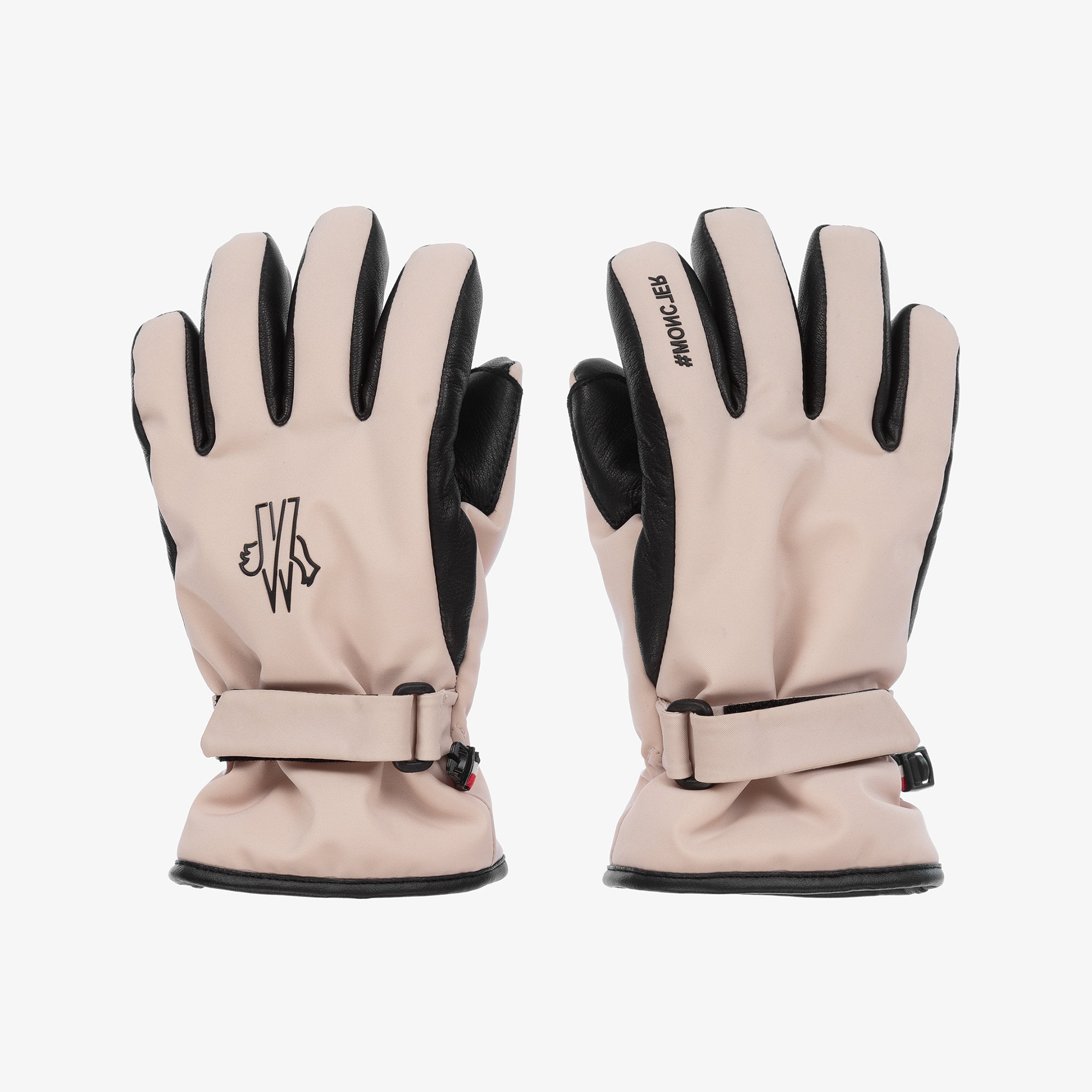 Moncler Enfant - Girls Pink Leather Trimmed Ski Gloves | Childrensalon