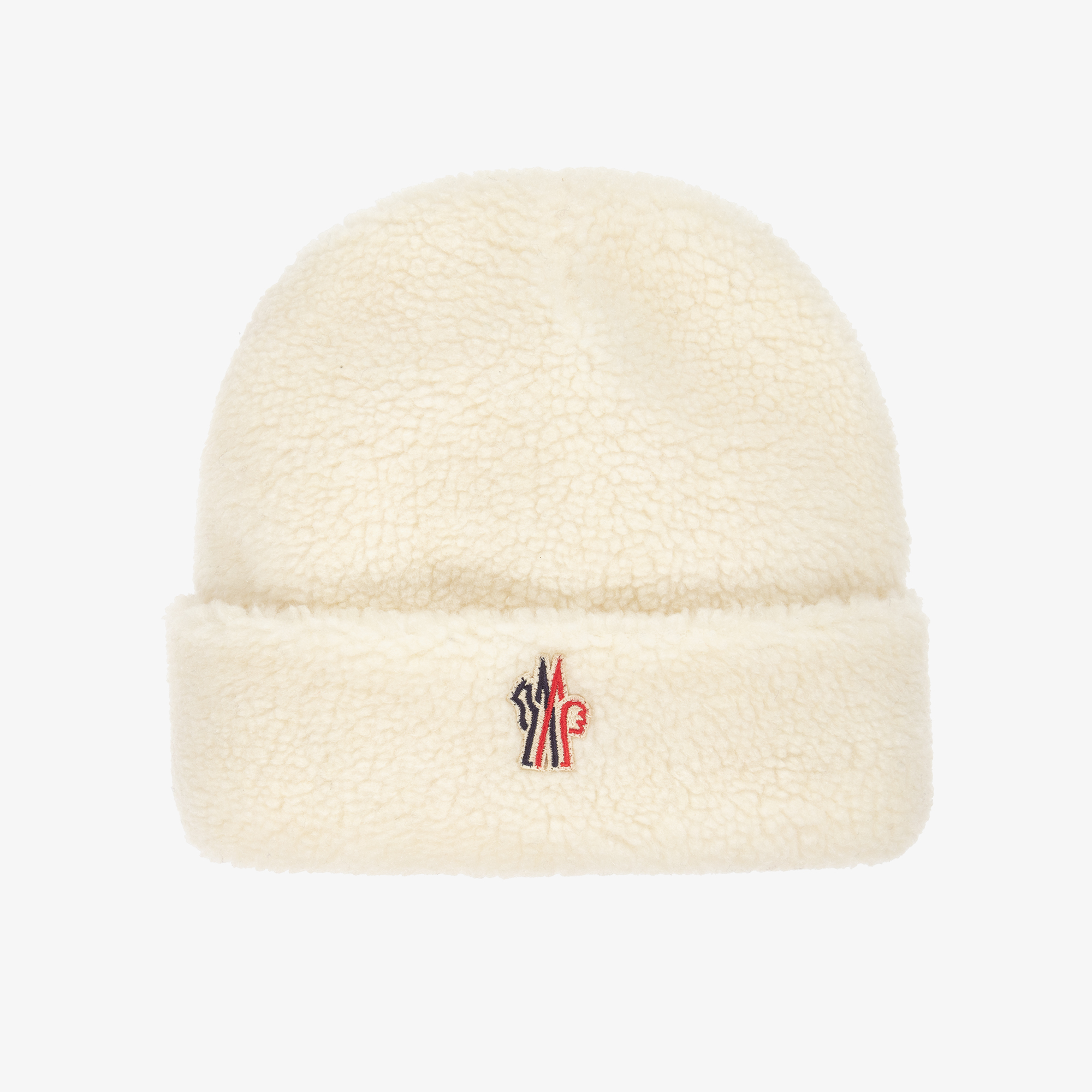 Moncler Enfant - Ivory Sherpa Fleece Hat with Embroidered Logo