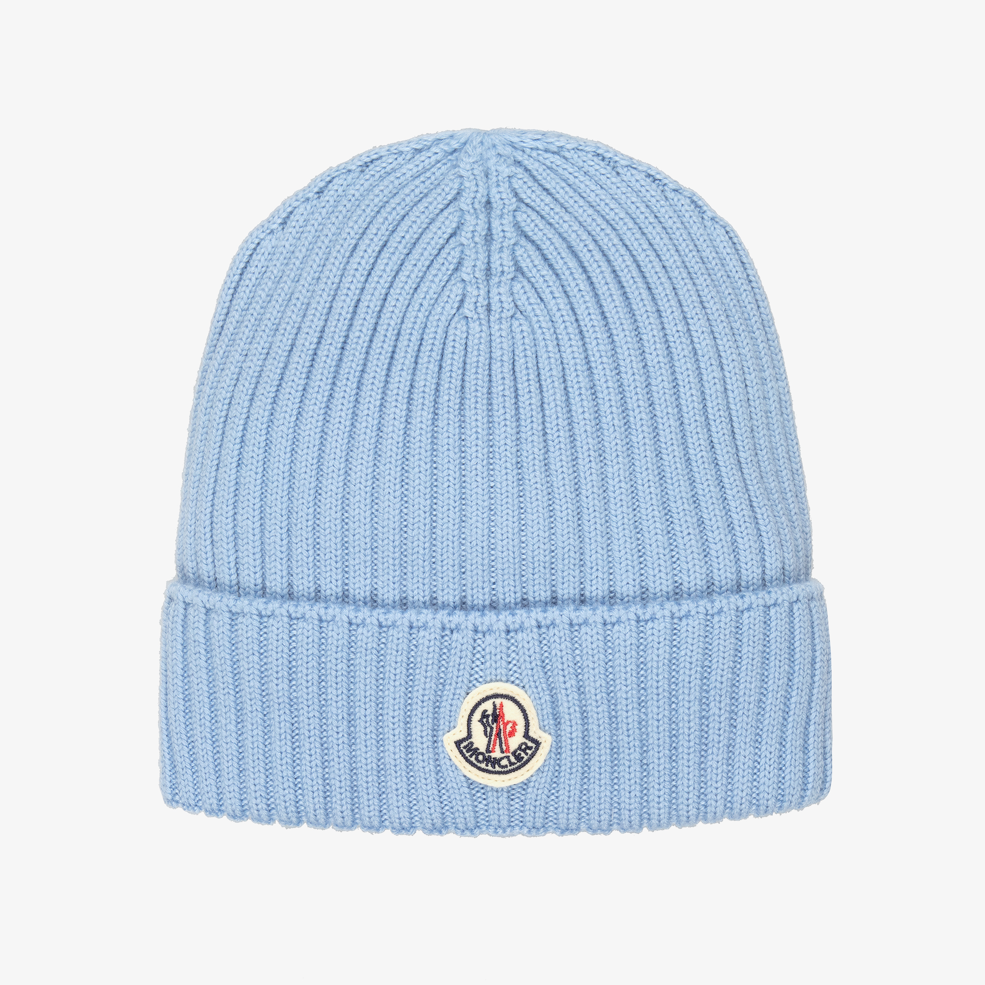 Moncler Women\'s Pale Blue Ribbed Wool Beanie with Logo Patch MONCLER Logo-Appliquéd Ribbed Cotton Beanie for Men | MR PORTER main image 3