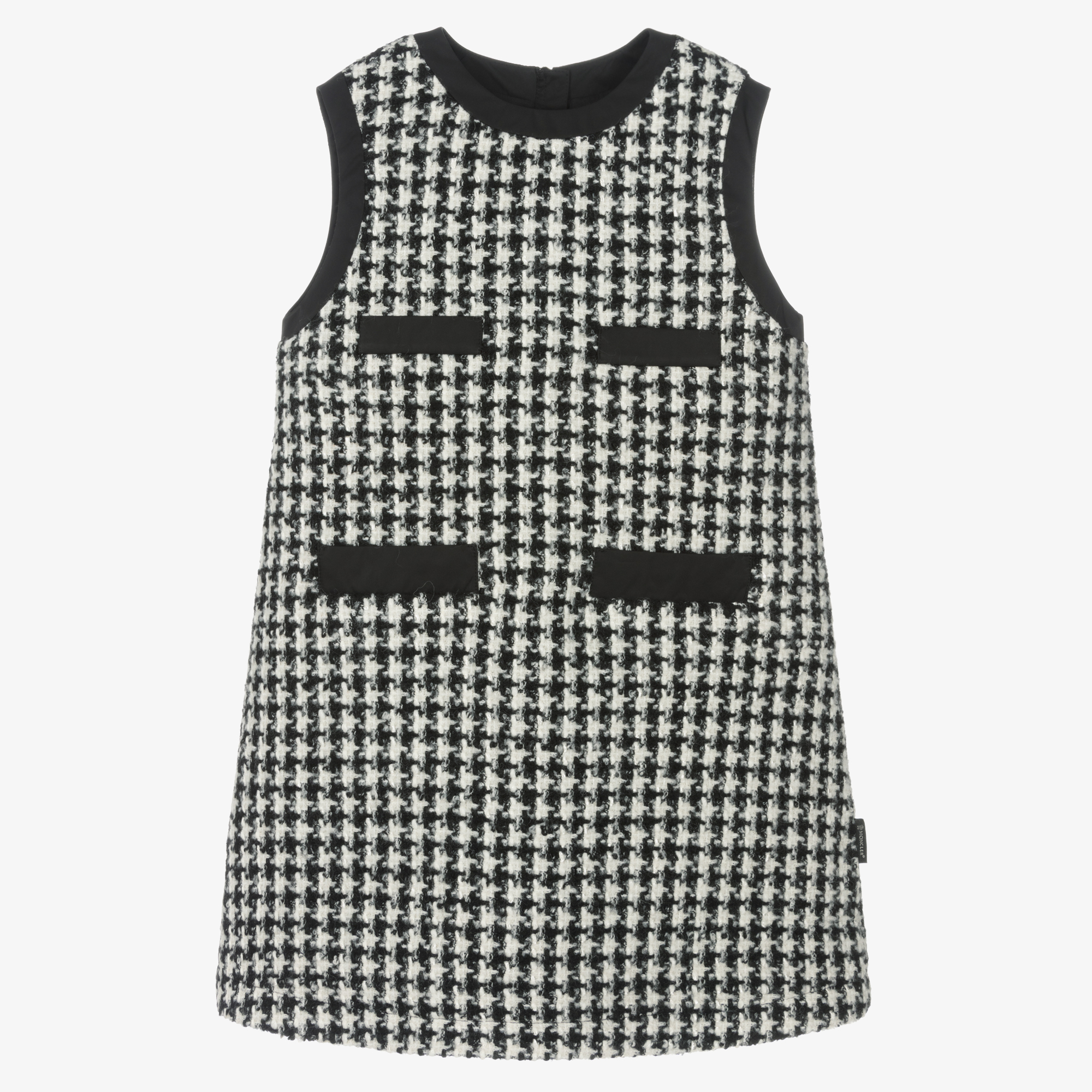 Moncler Enfant - Teen Girls Black Checked Tweed Dress Moncler Enfant - Teen Girls Black Checked Tweed Dress