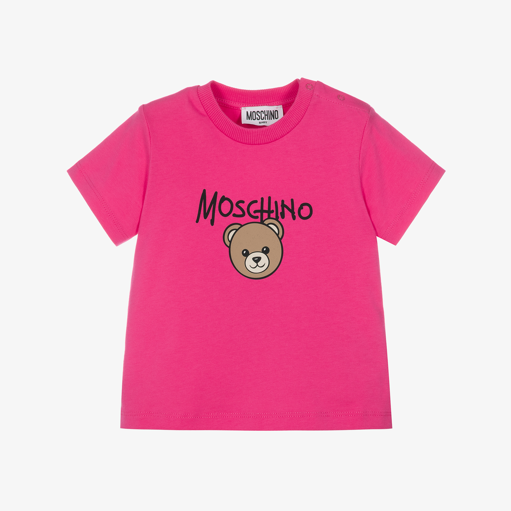 Moschino - Fuchsia Pink Cotton Jersey T-Shirt with Teddy Bear Logo