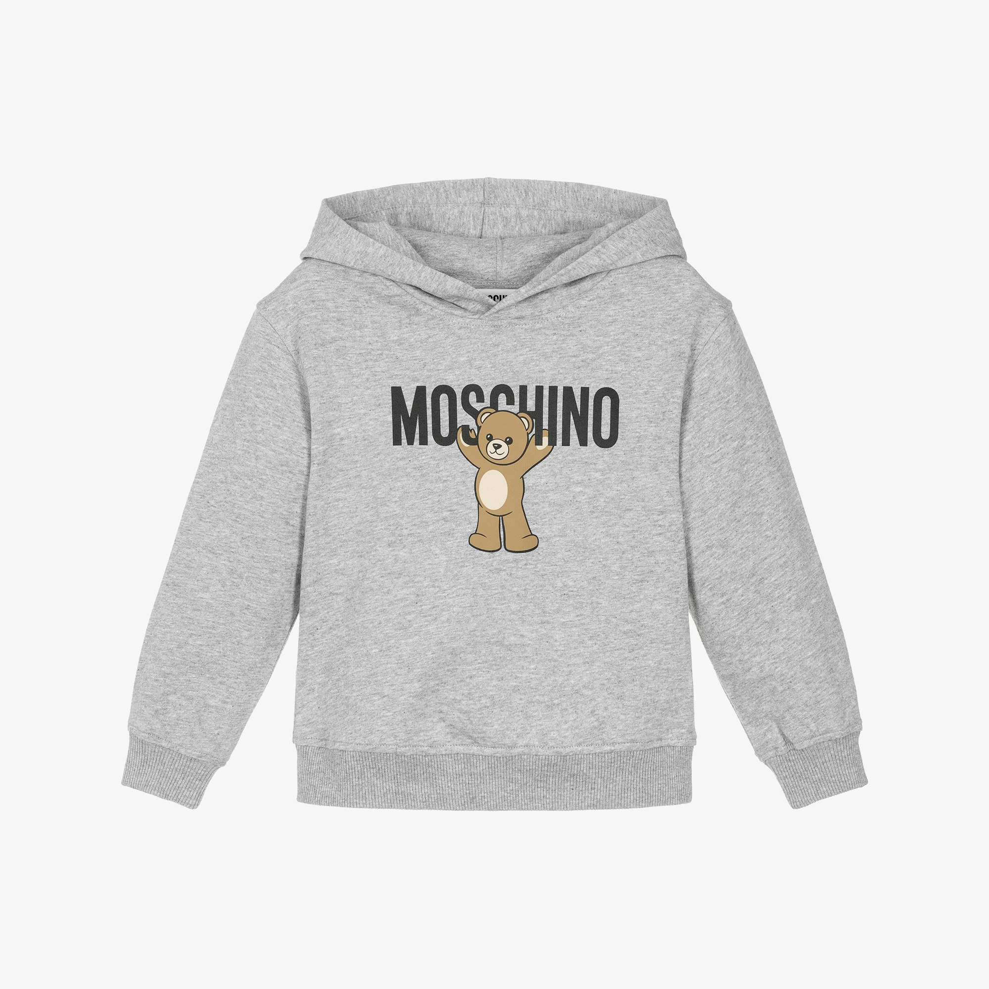 Moschino - Grey Marl Cotton Teddy Bear Logo Hoodie Moschino - Grey Marl Cotton Teddy Bear Logo Hoodie