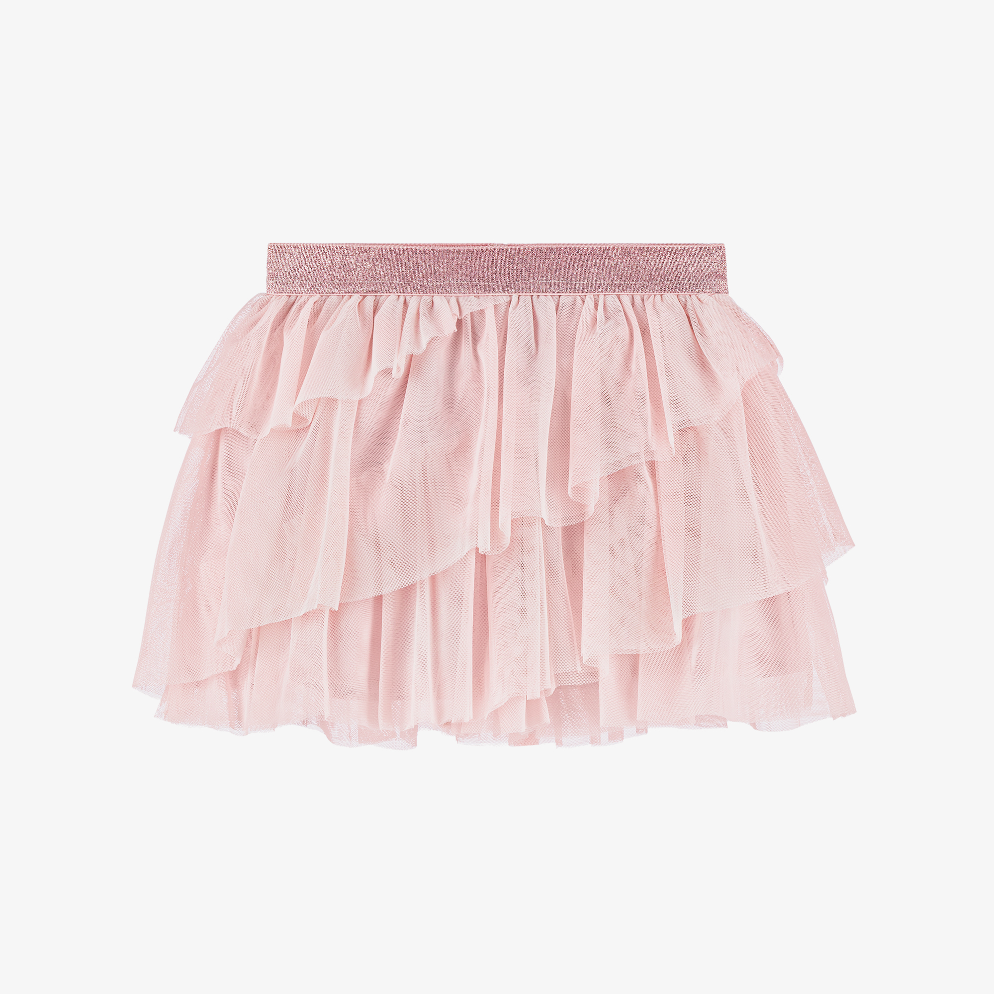 NAME IT - Girls Pink Layered Tulle Skirt with Glitter Waistband