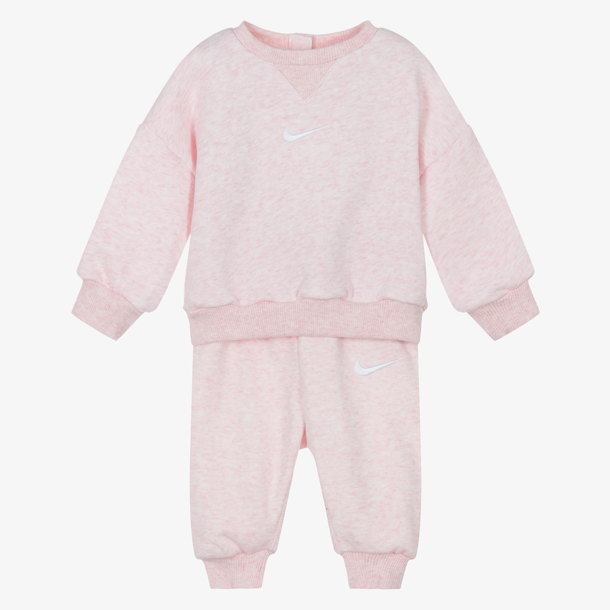 Nike Baby Girls Pink Marl Swoosh Logo Tracksuit