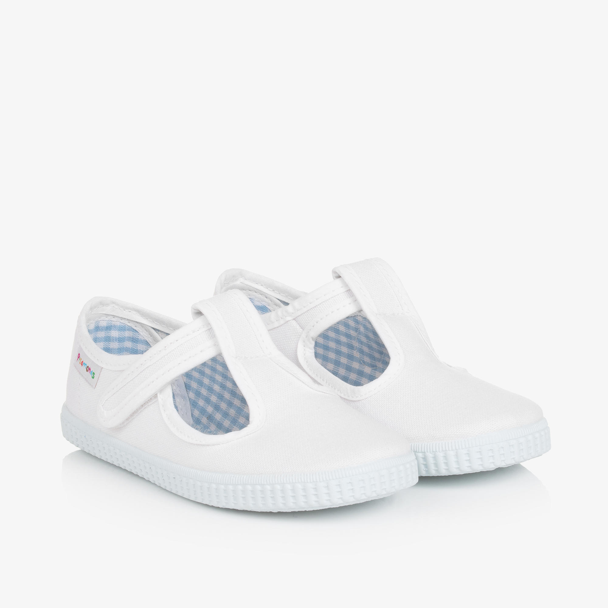 Pisamonas White Canvas T-Bar Shoes Childrensalon