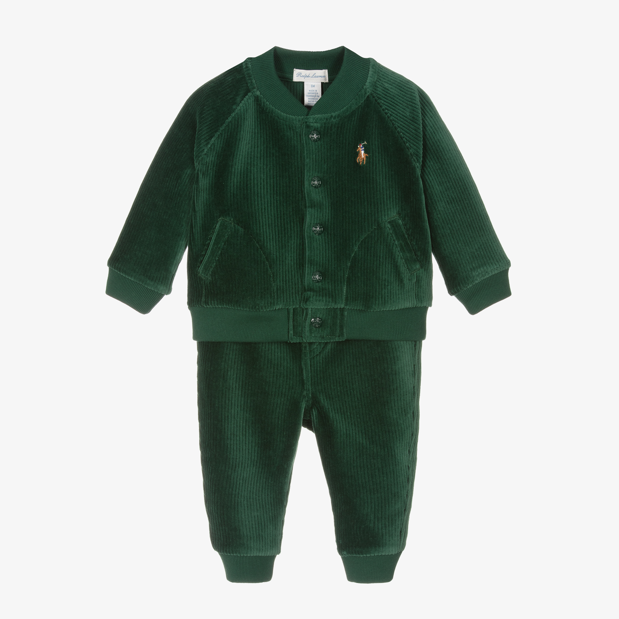 Ralph Lauren Baby Boys Green Velour Tracksuit