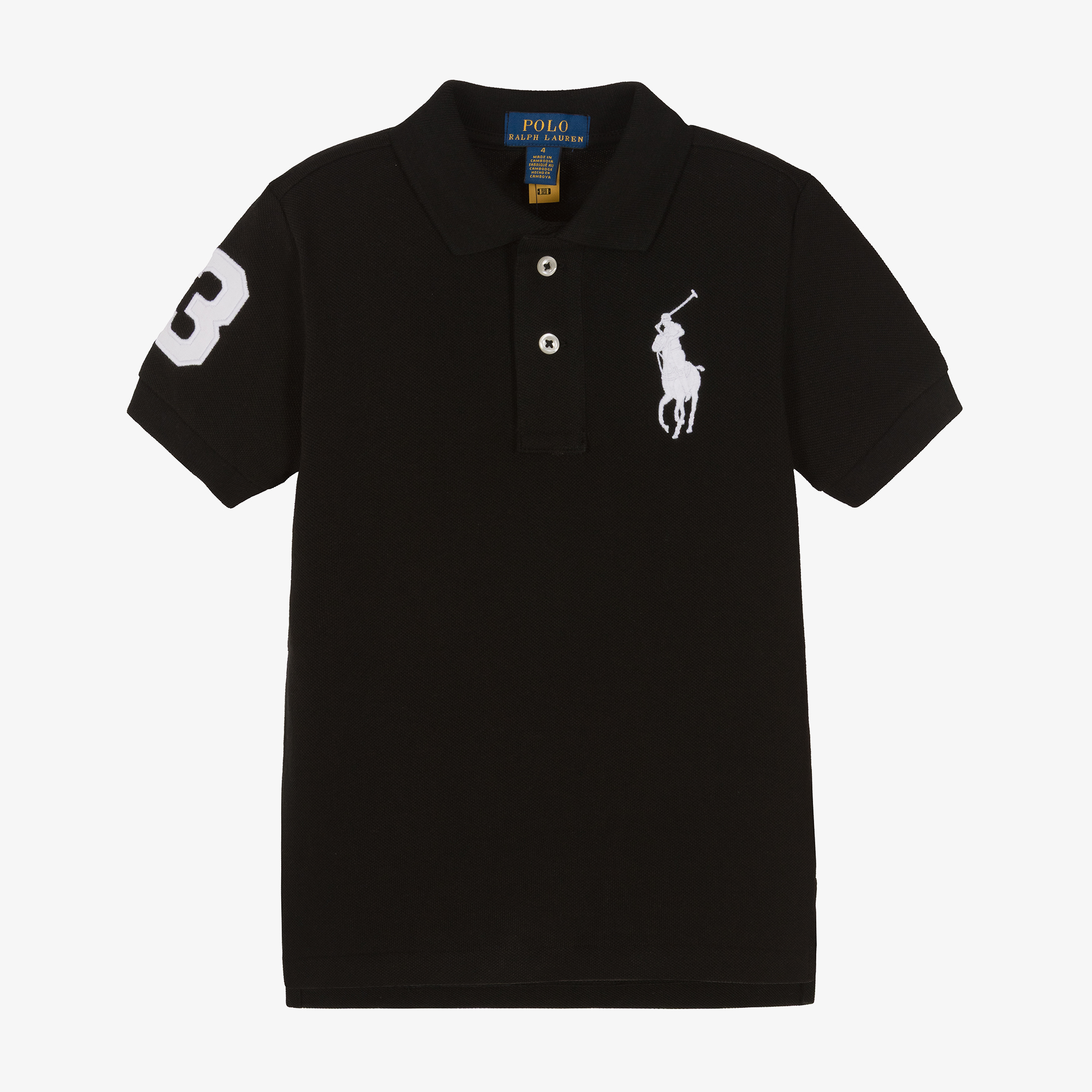 未使用❕POLO SPAIN BIGPONY 3 黒ポロ XS 165 ralph-lauren-boys-black-cotton