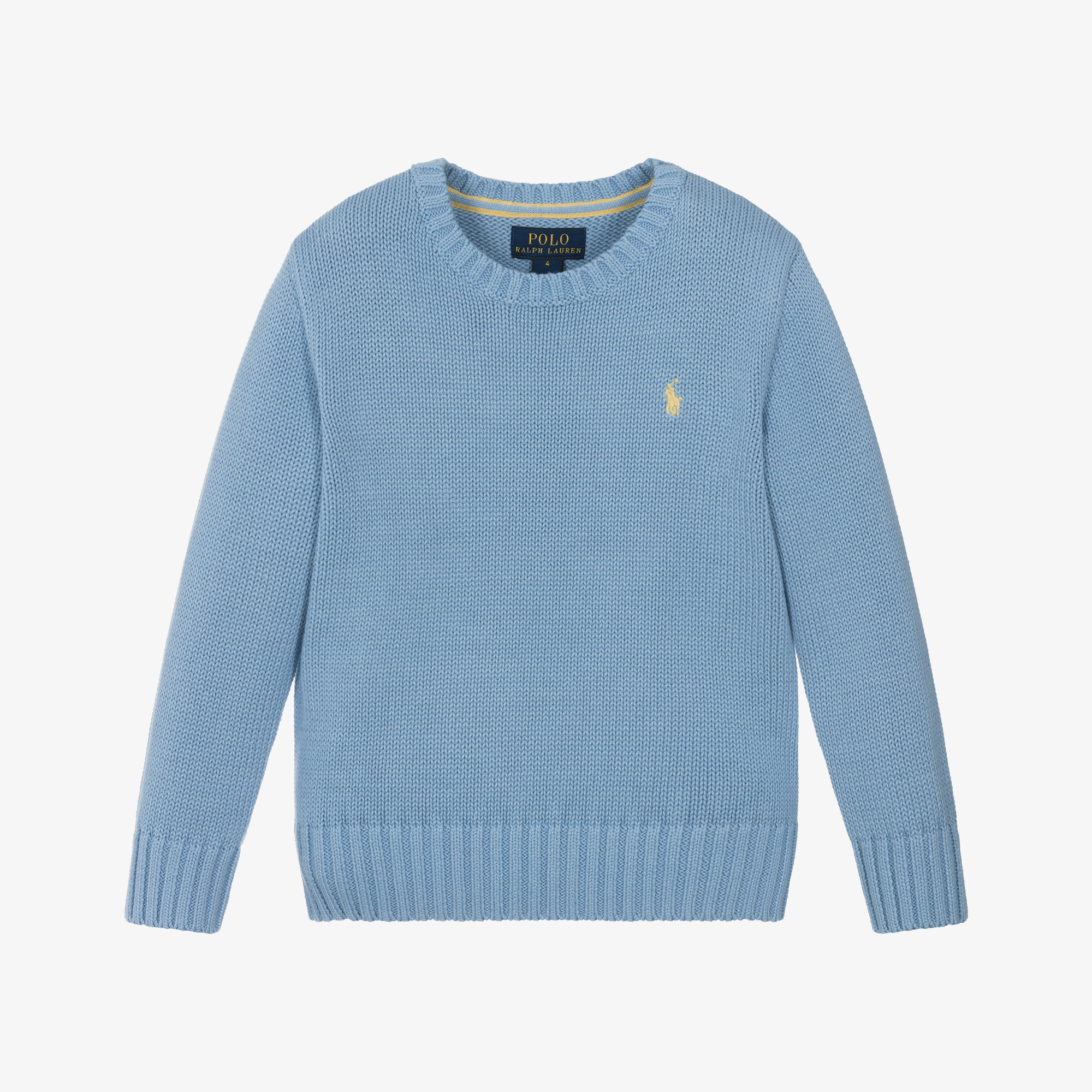 Ralph Lauren - Boys Blue Cotton Knit Pony Logo Sweater | Childrensalon