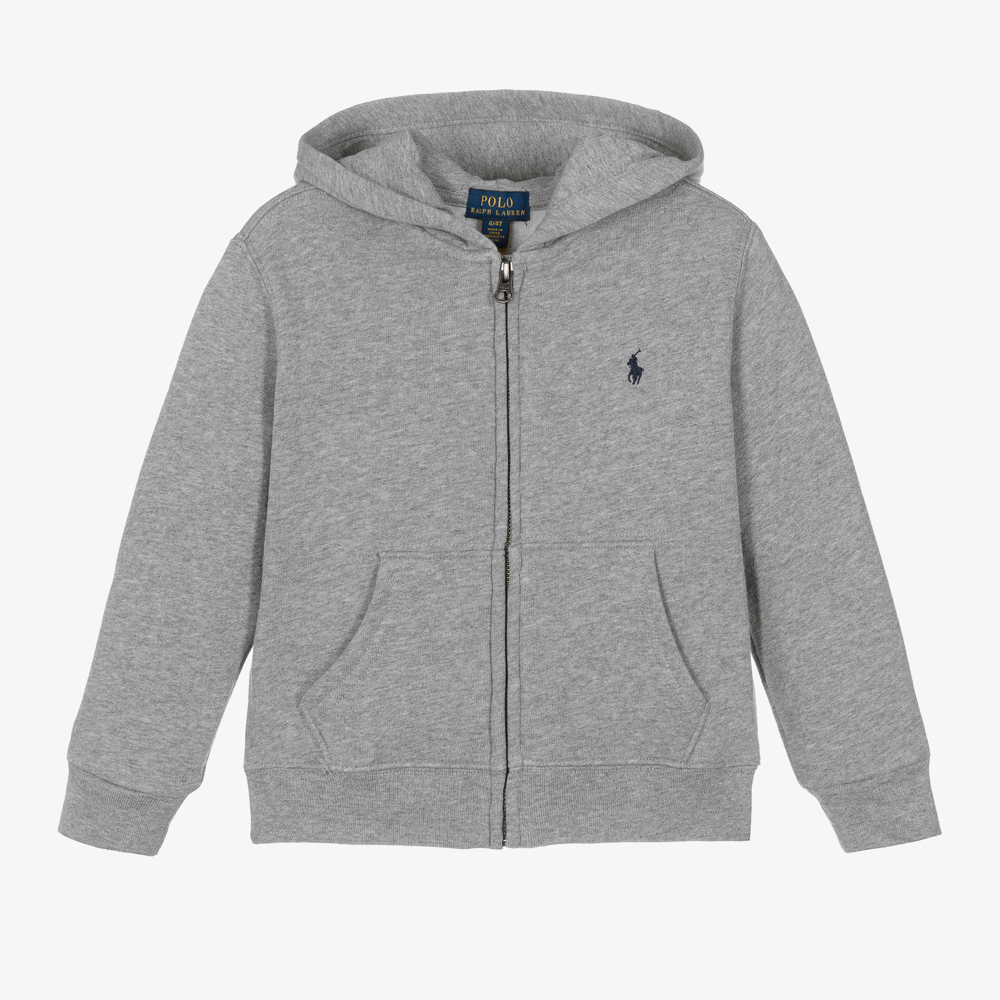Ralph Lauren Boys Grey Logo Zip-Up Hooded Top Childrensalon
