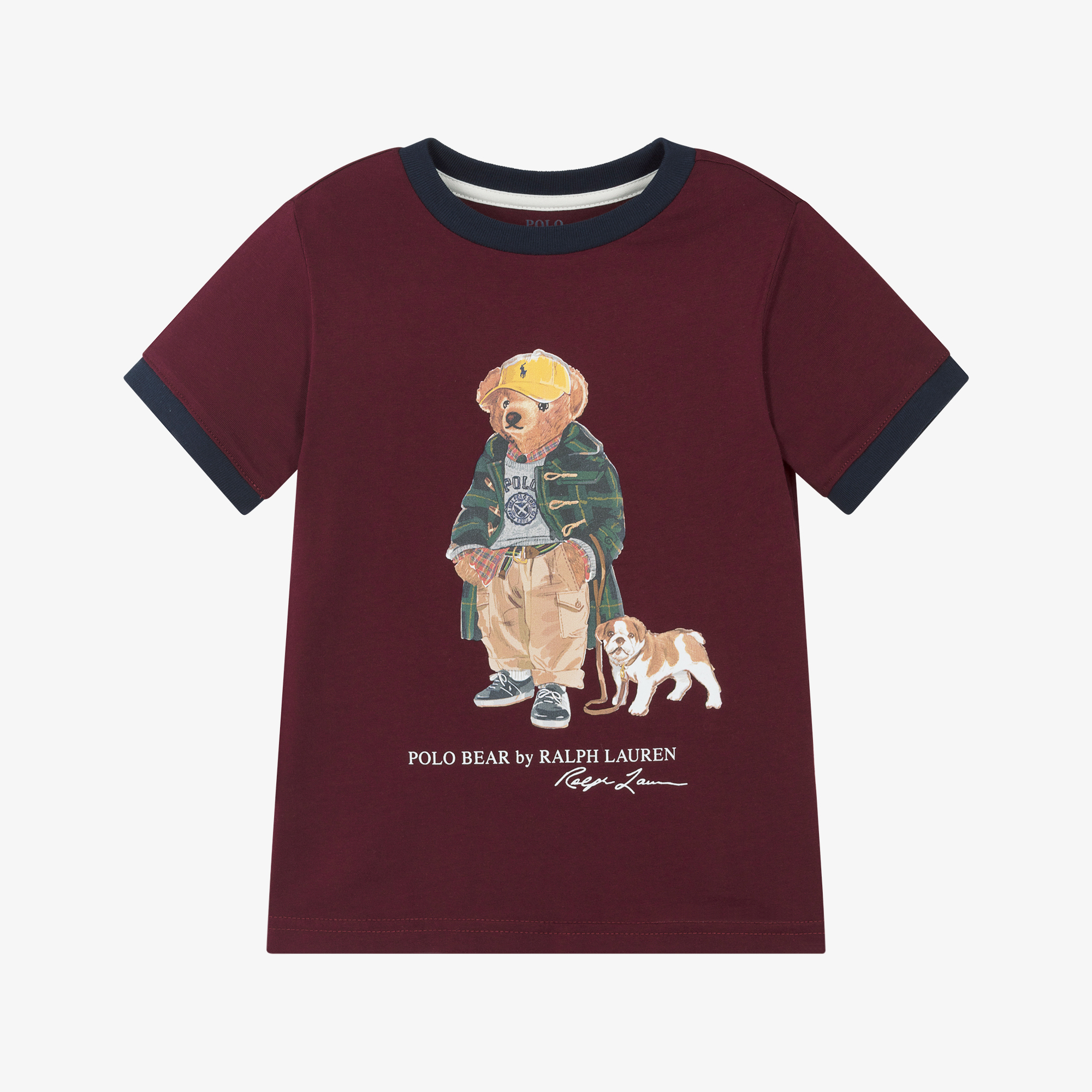 Ralph Lauren Boys Maroon Red Cotton T-Shirt with Polo Bear Motif