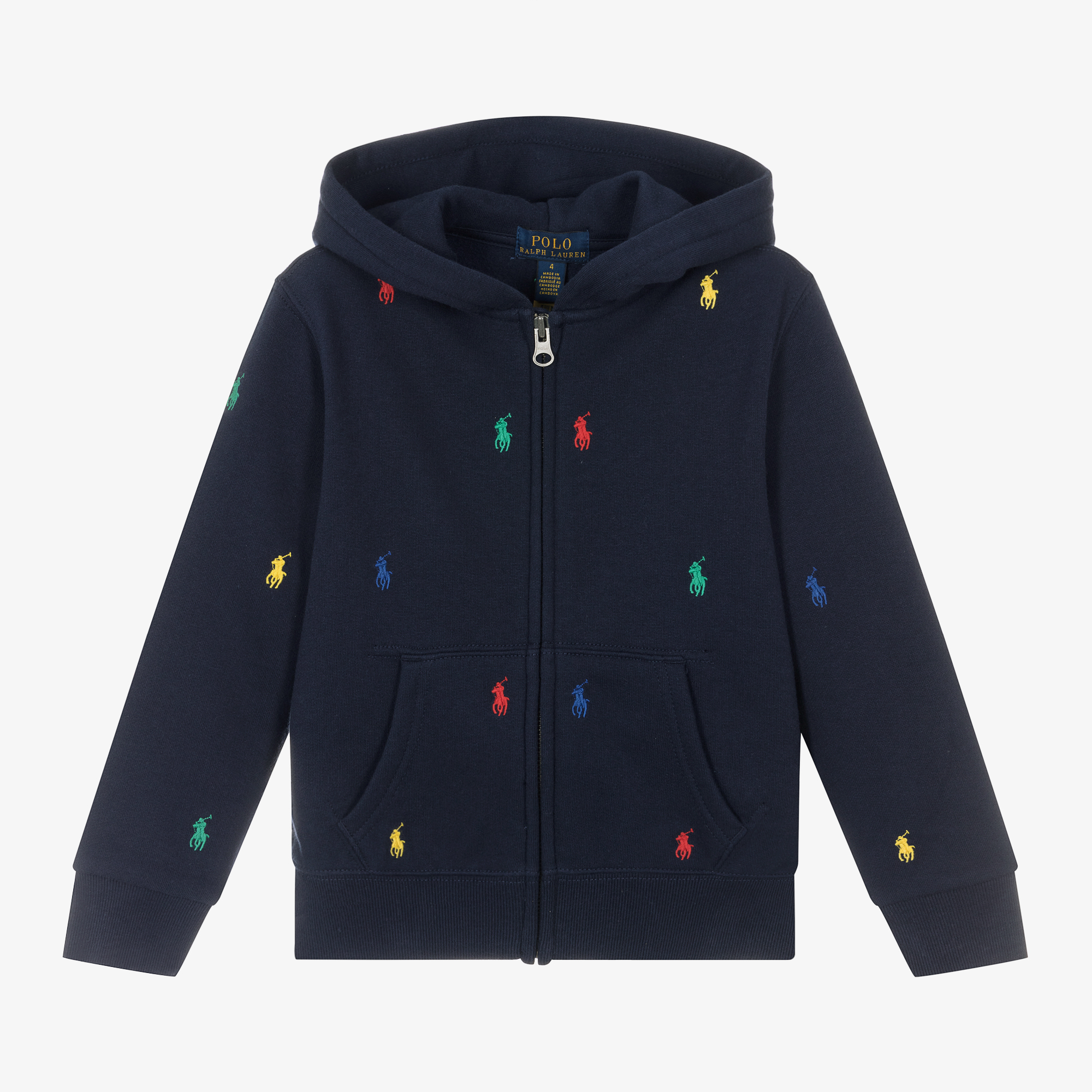 Ralph Lauren Boys Navy Blue Pony Zip-Up Hoodie Childrensalon
