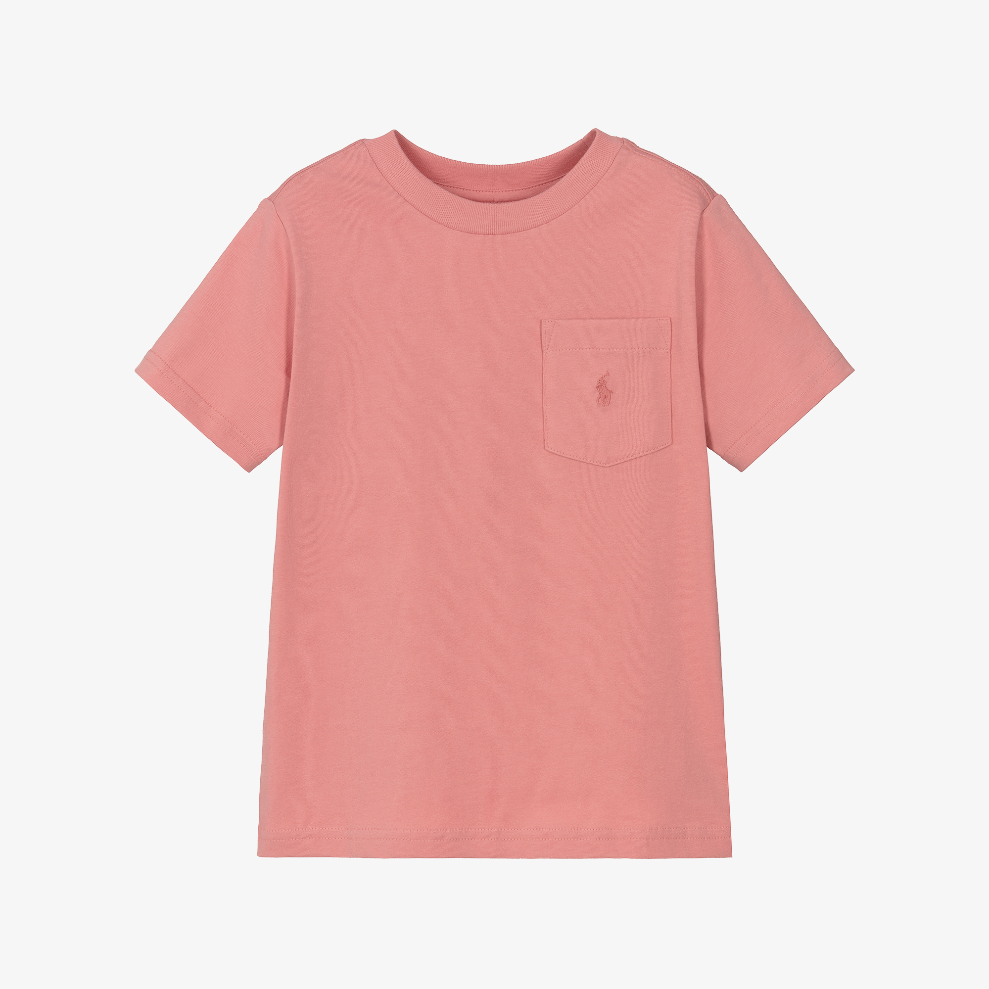 Ralph Lauren Boys Pink Cotton Pocket with Pony Logo T-Shirt