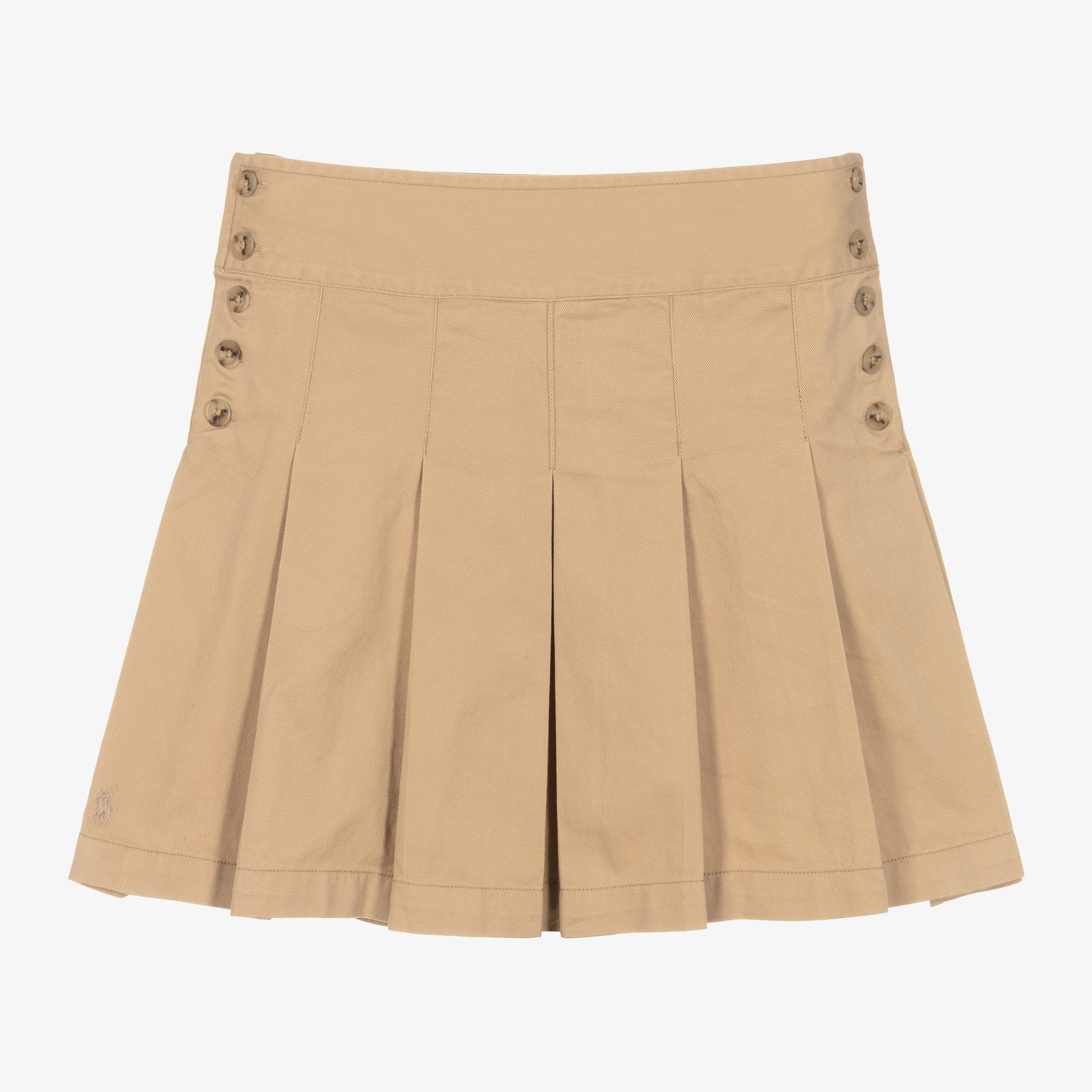 Ralph Lauren Teen Girls Beige Cotton Pleated Skirt Childrensalon