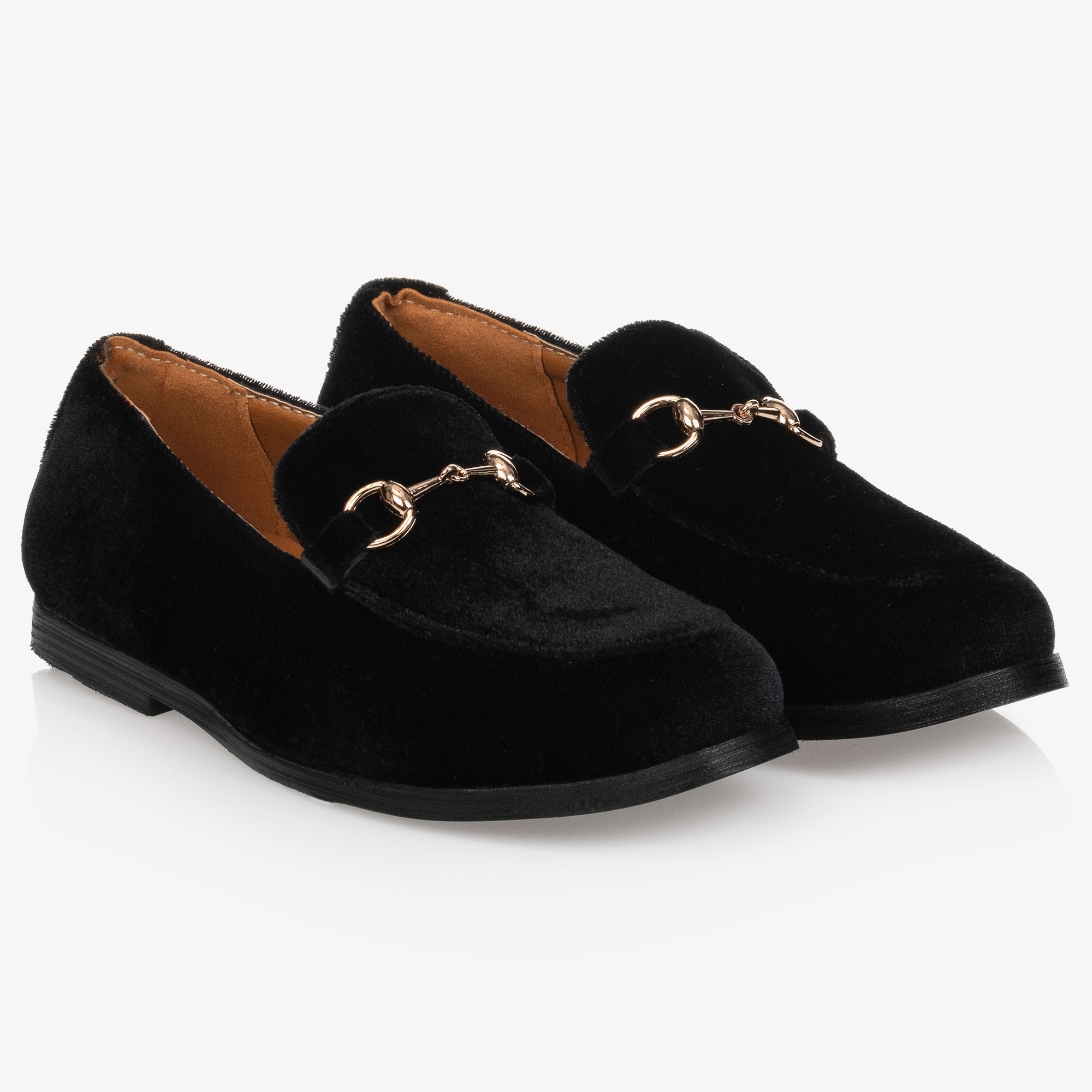 Romano Boys Black Velvet Loafers Childrensalon - Main Image