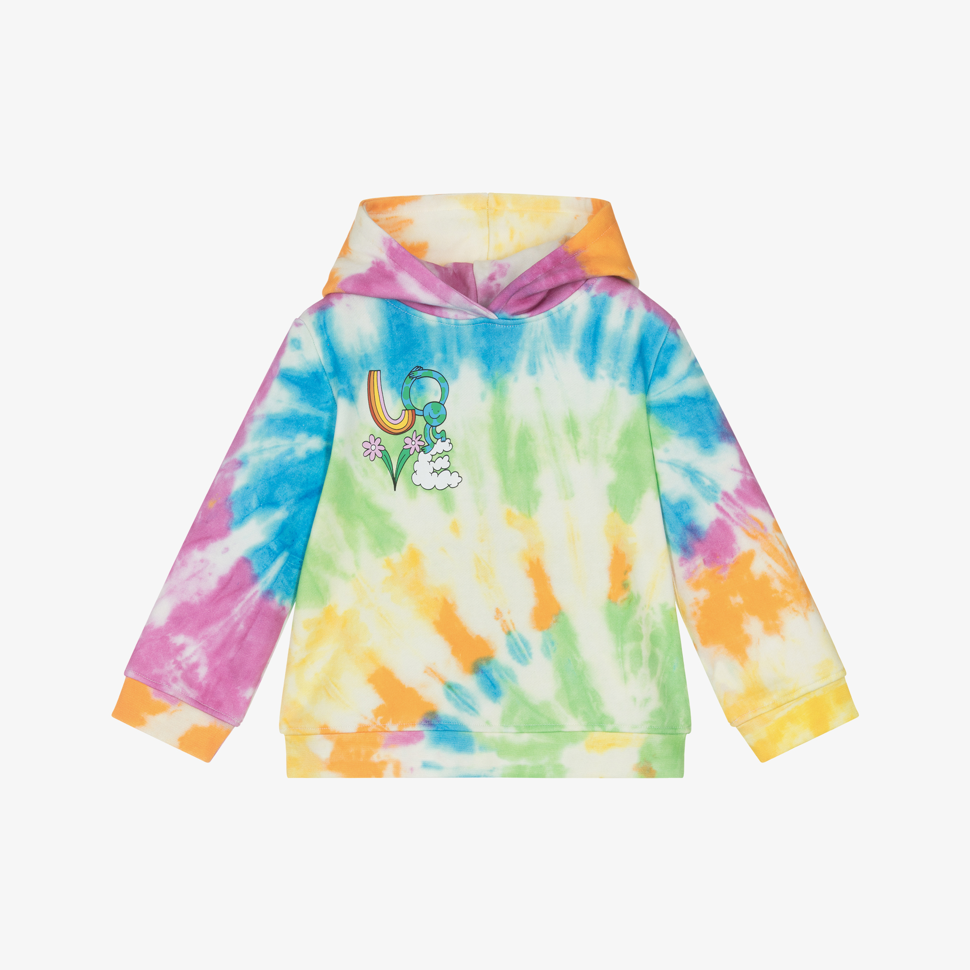 Stella McCartney Kids Girls Multicoloured Tie-Dye Earth Friends Cotton  Hoodie