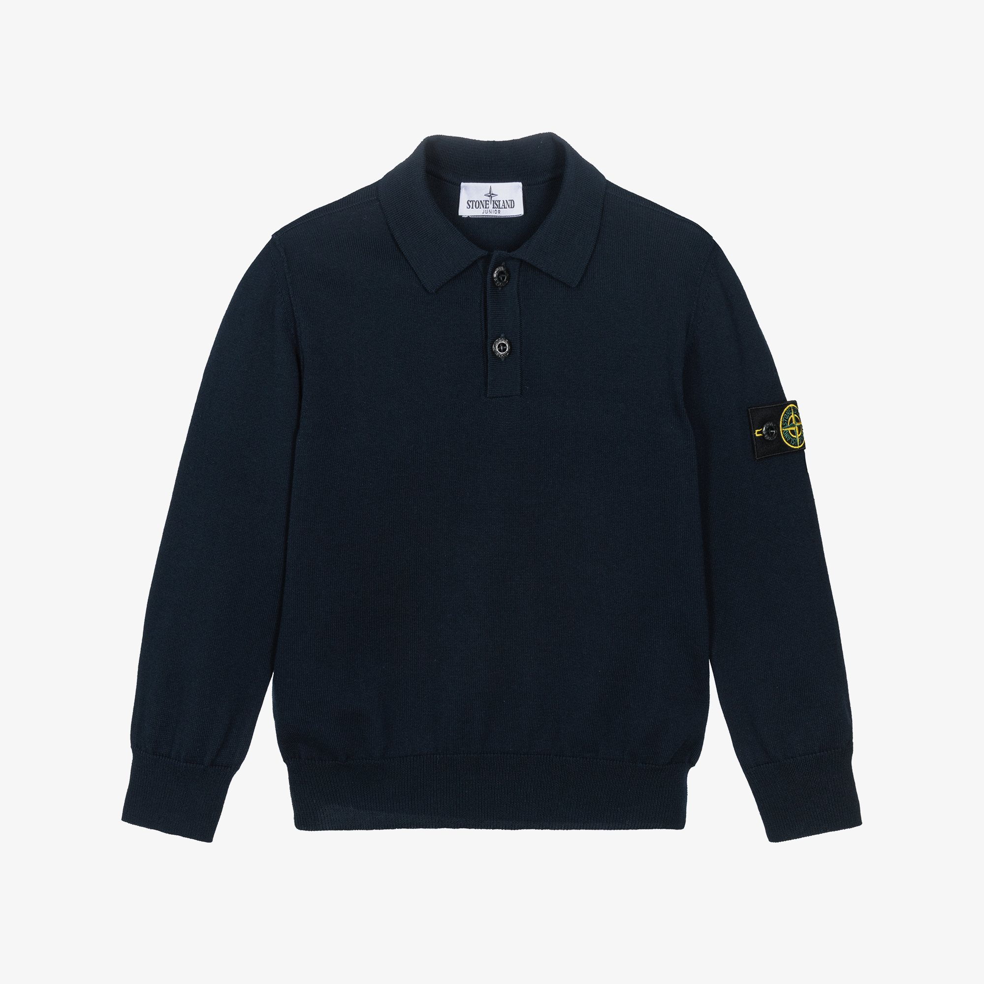 Stone Island Junior - Boys Navy Blue Knitted Cotton Polo Shirt 