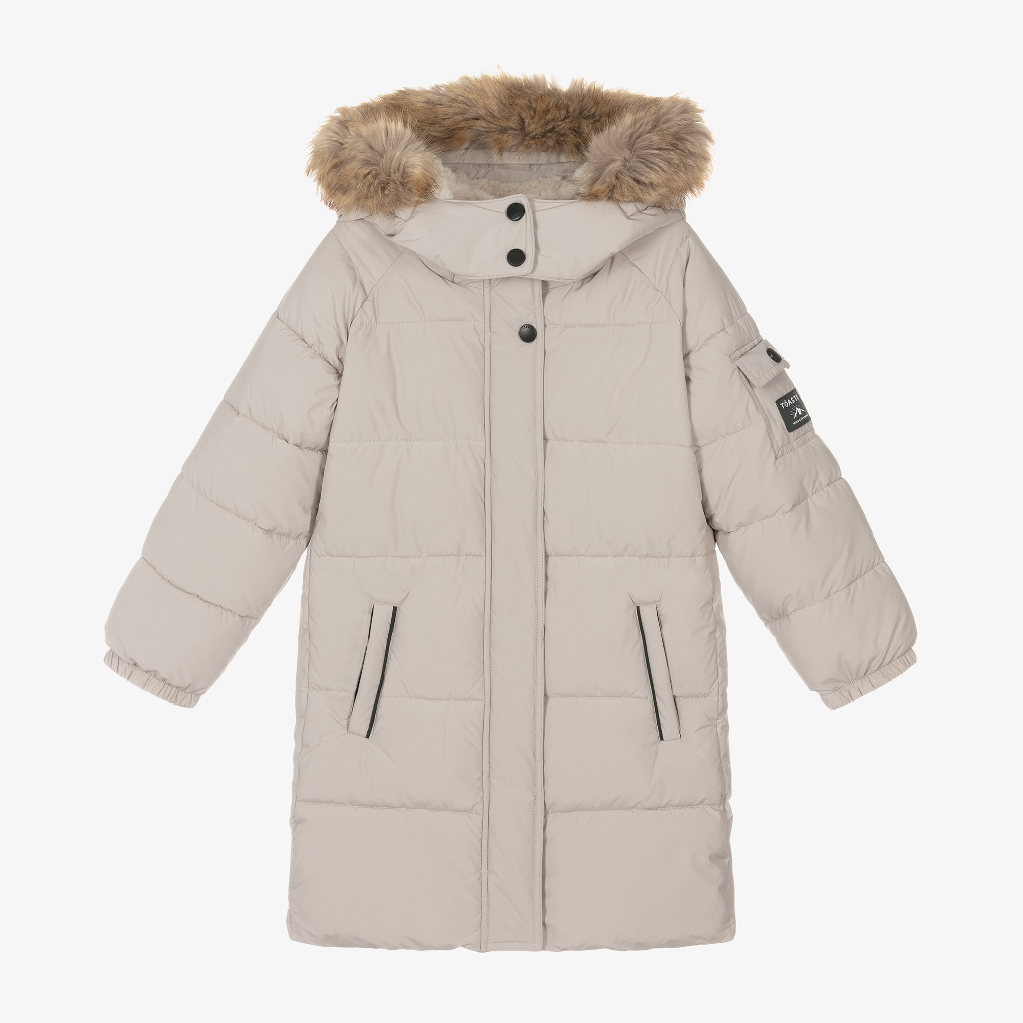 Töastie - Girls Beige Hooded Parka Coat | Childrensalon