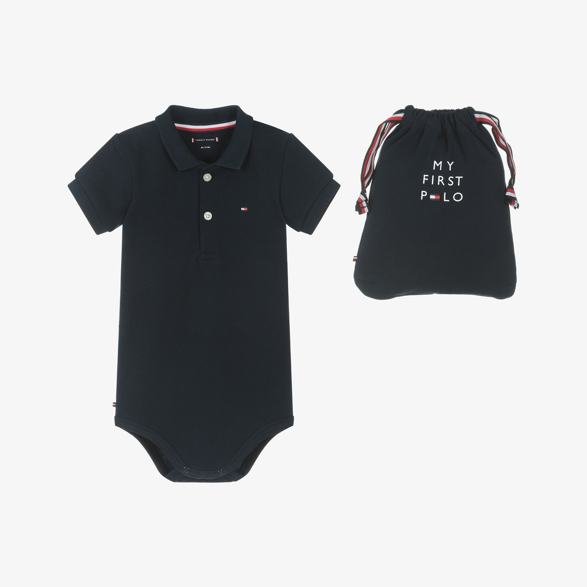 Tommy Hilfiger Baby Boys Blue Cotton Polo Bodysuit Childrensalon